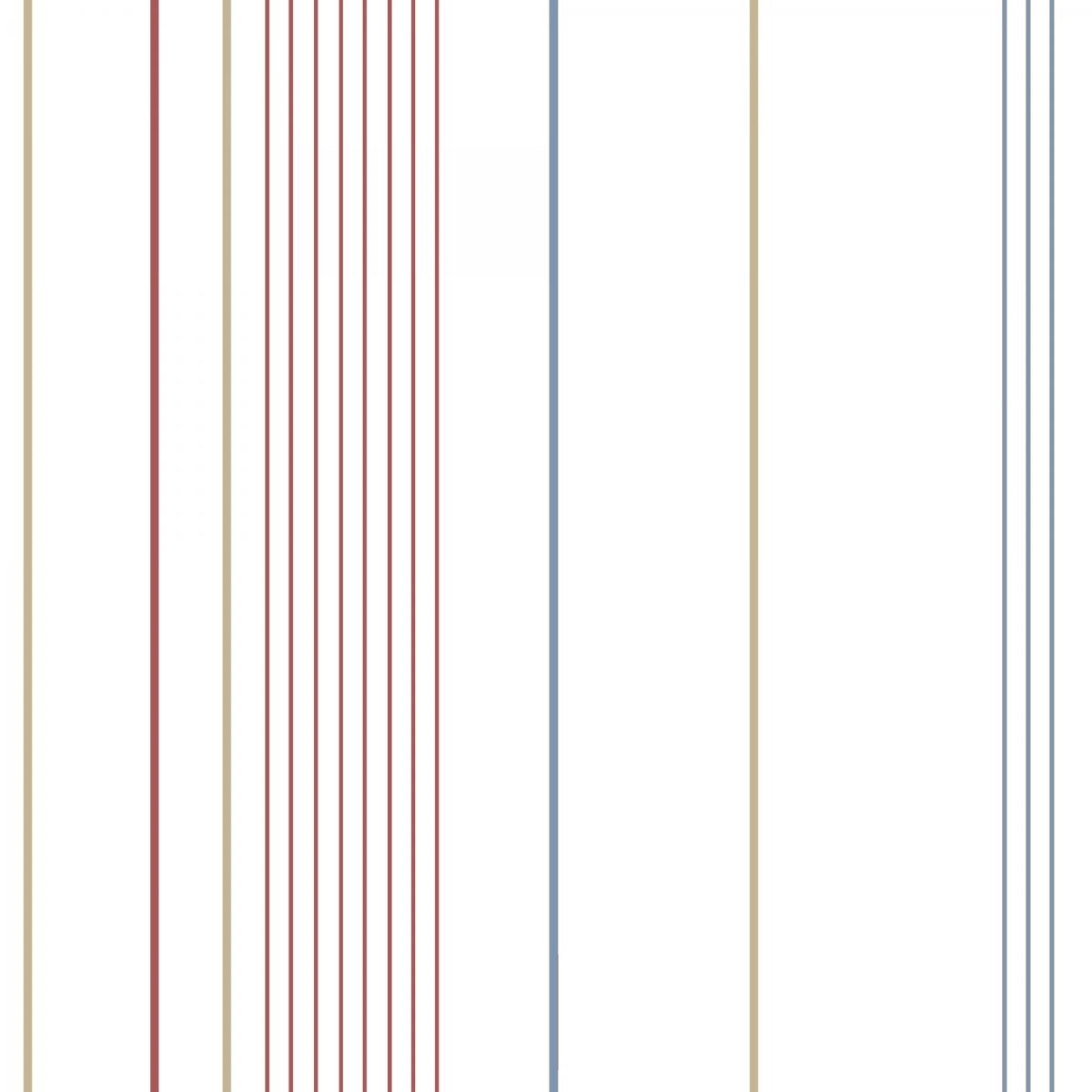 Tynd Stribet Rød, Blå & Brun  - Køb denne stribede tapet fra serien Rand & Kulør