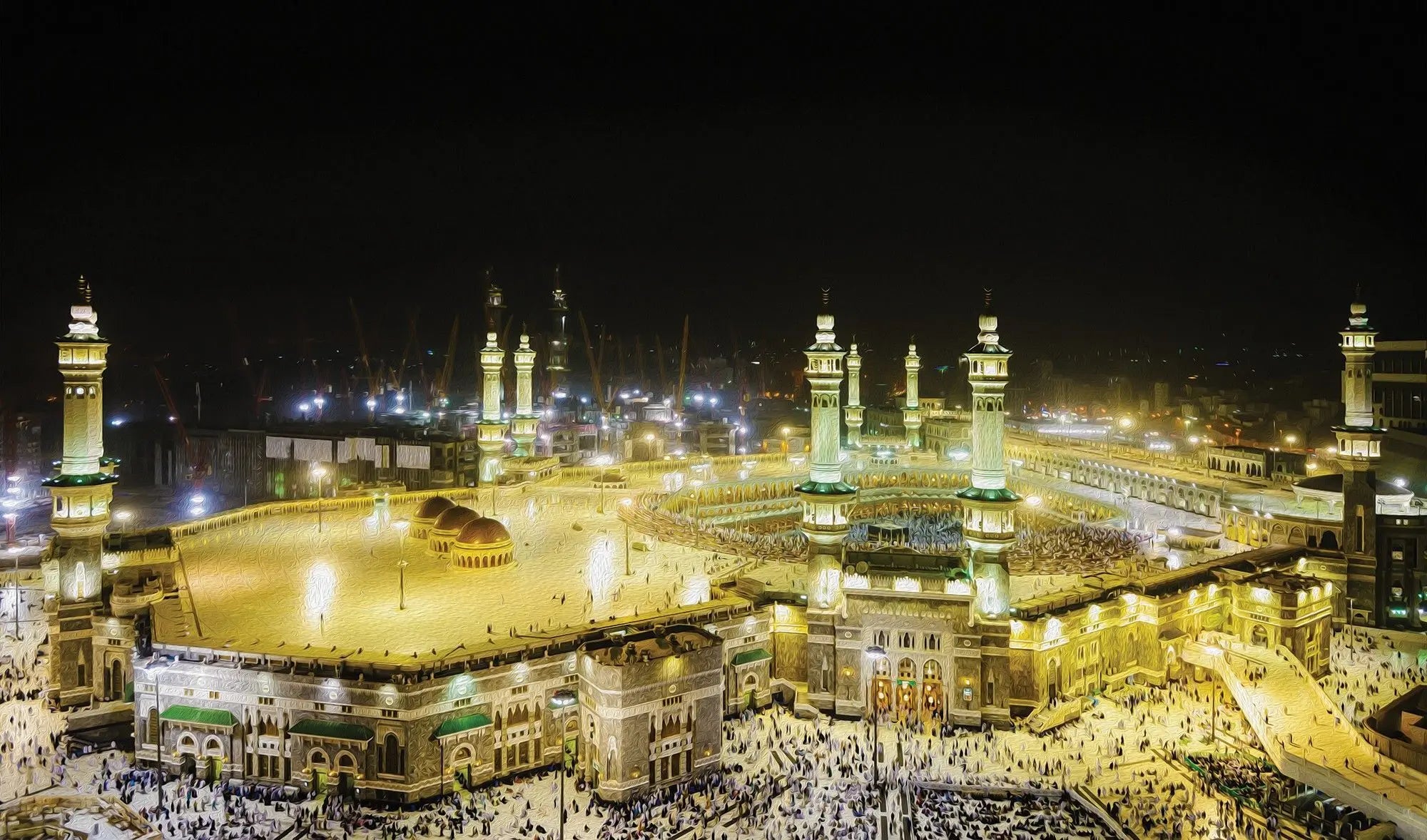 Billede 1 af Fototapet - Al-Masjid al-Haram i Mekka om natten