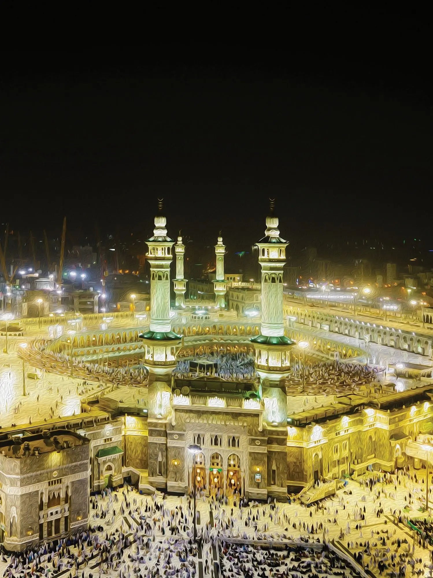 Billede 4 af Fototapet - Al-Masjid al-Haram i Mekka om natten