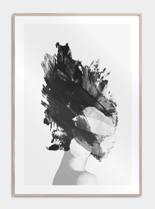 Abstract Model sort-hvid plakat 50X70cm. - Køb plakater til stuen