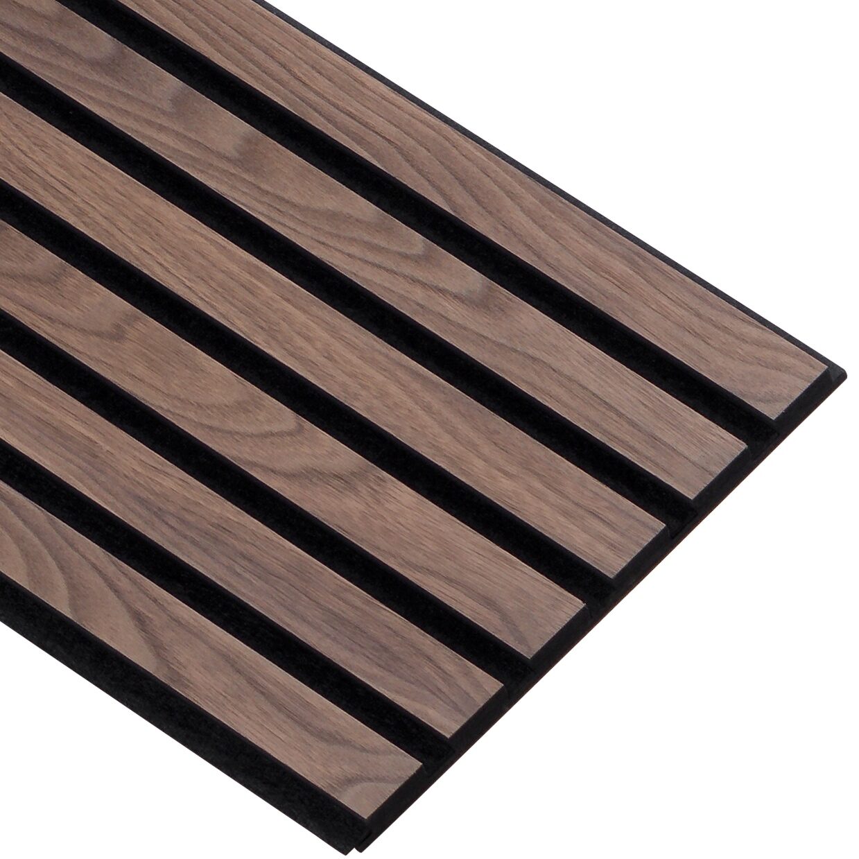 Valnød m. sort MDF og sort filt Akustikpanel Basic 240cm. - køb akustikpanel med valnød finér og massiv MDF kerne fra I-wood