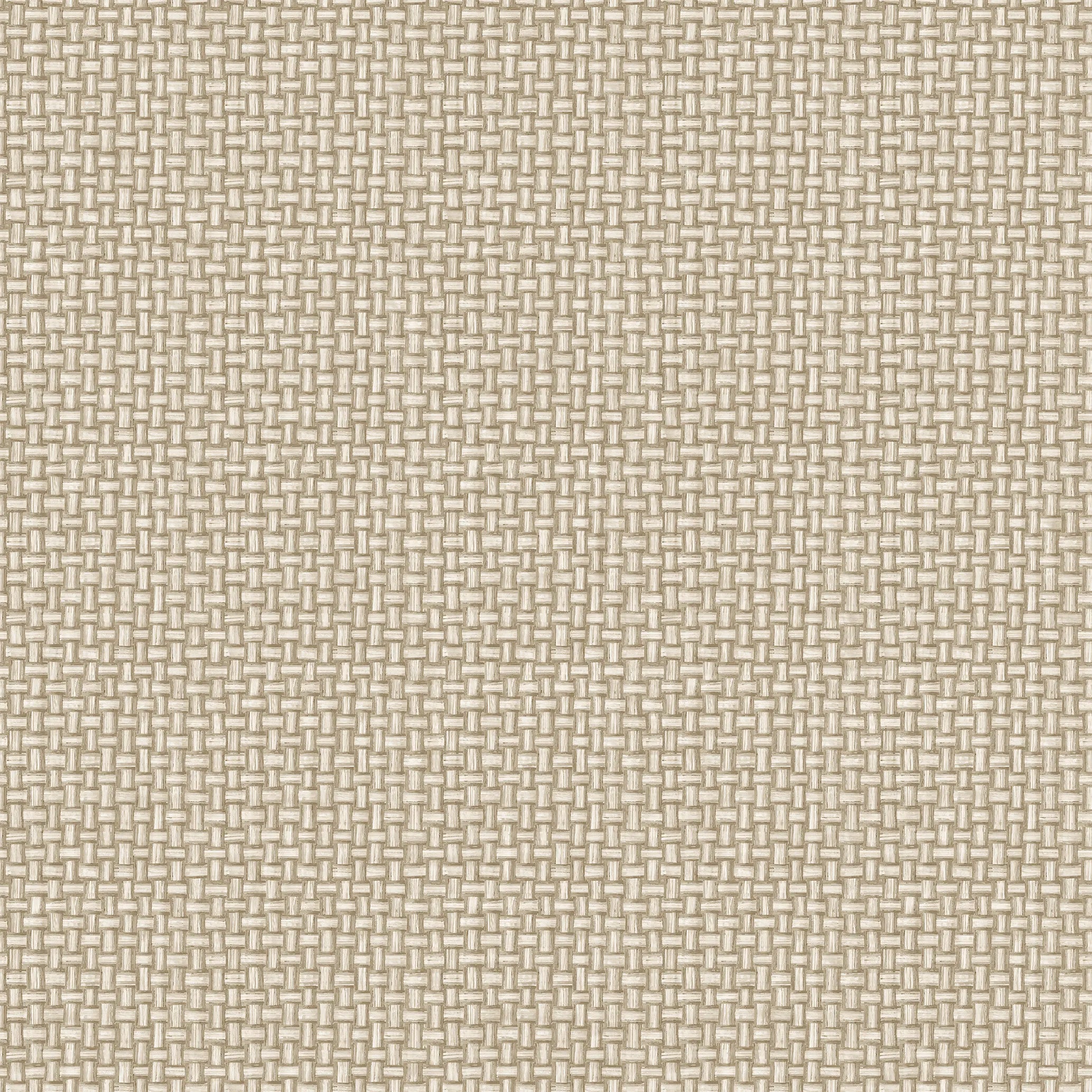 Detaljeret billede af Biderbost Weave - Beige tapet, der viser det komplekse mønster af vævning i beige toner.