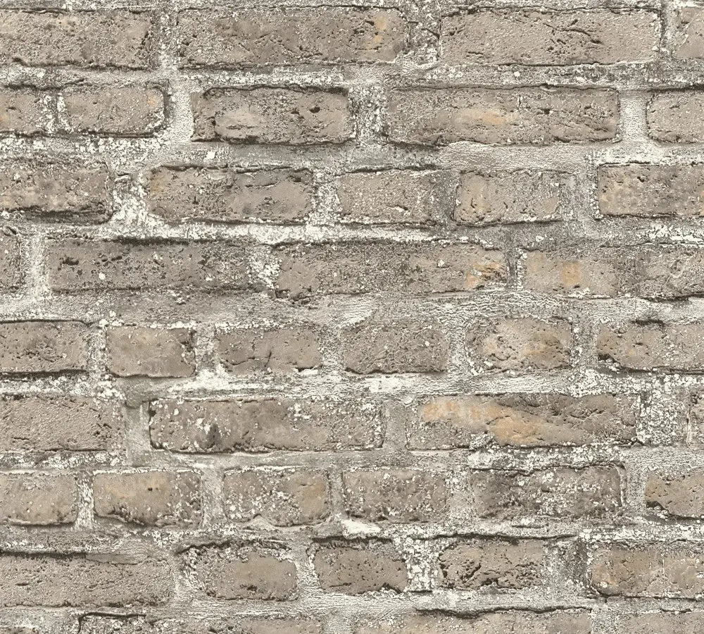 Nærbillede af tapetet Brick Alley - Stone med detaljer af grå mursten.