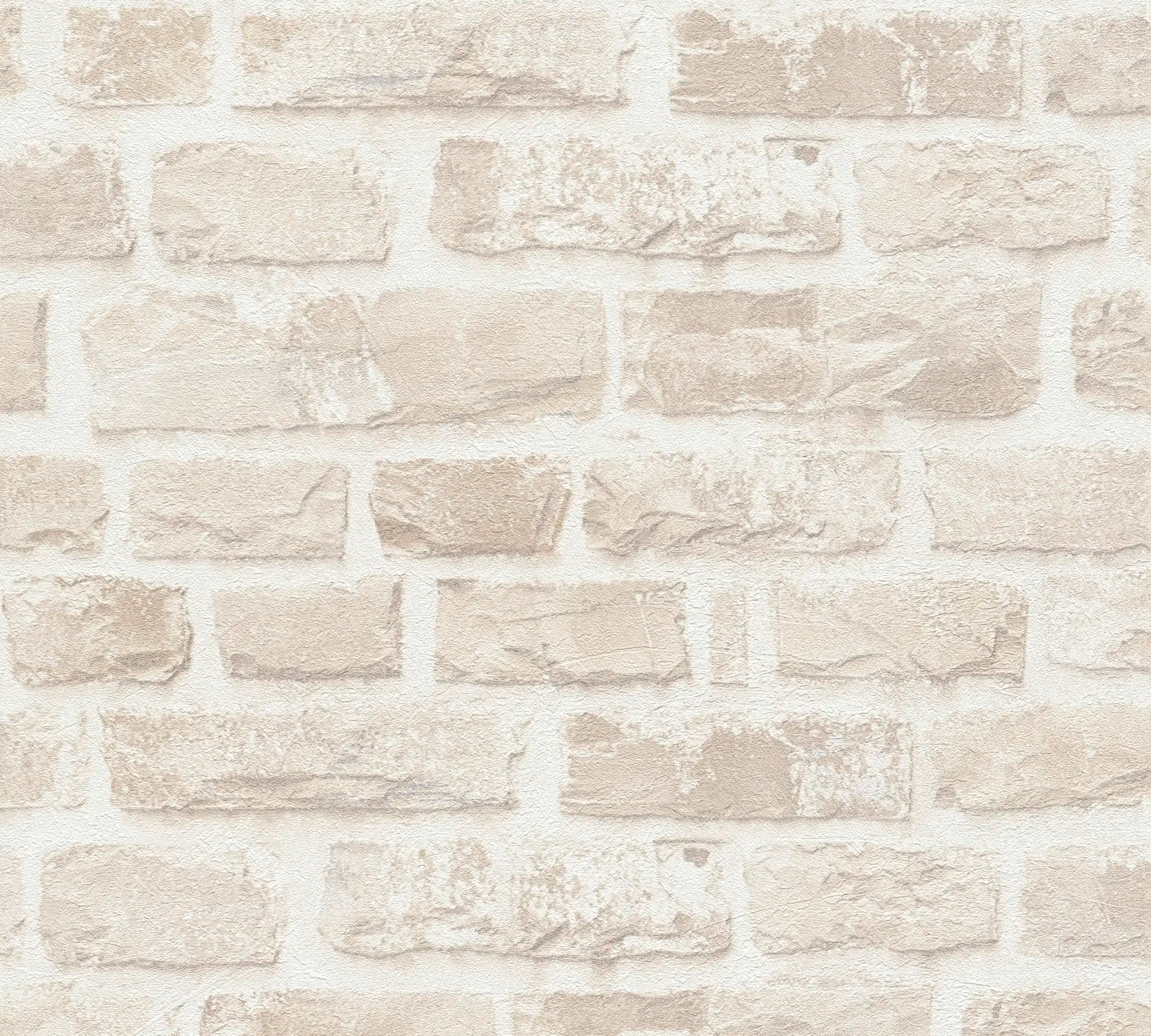 Billede af Brick Heritage - Sand Dune tapetmønster med beige murstensdesign.