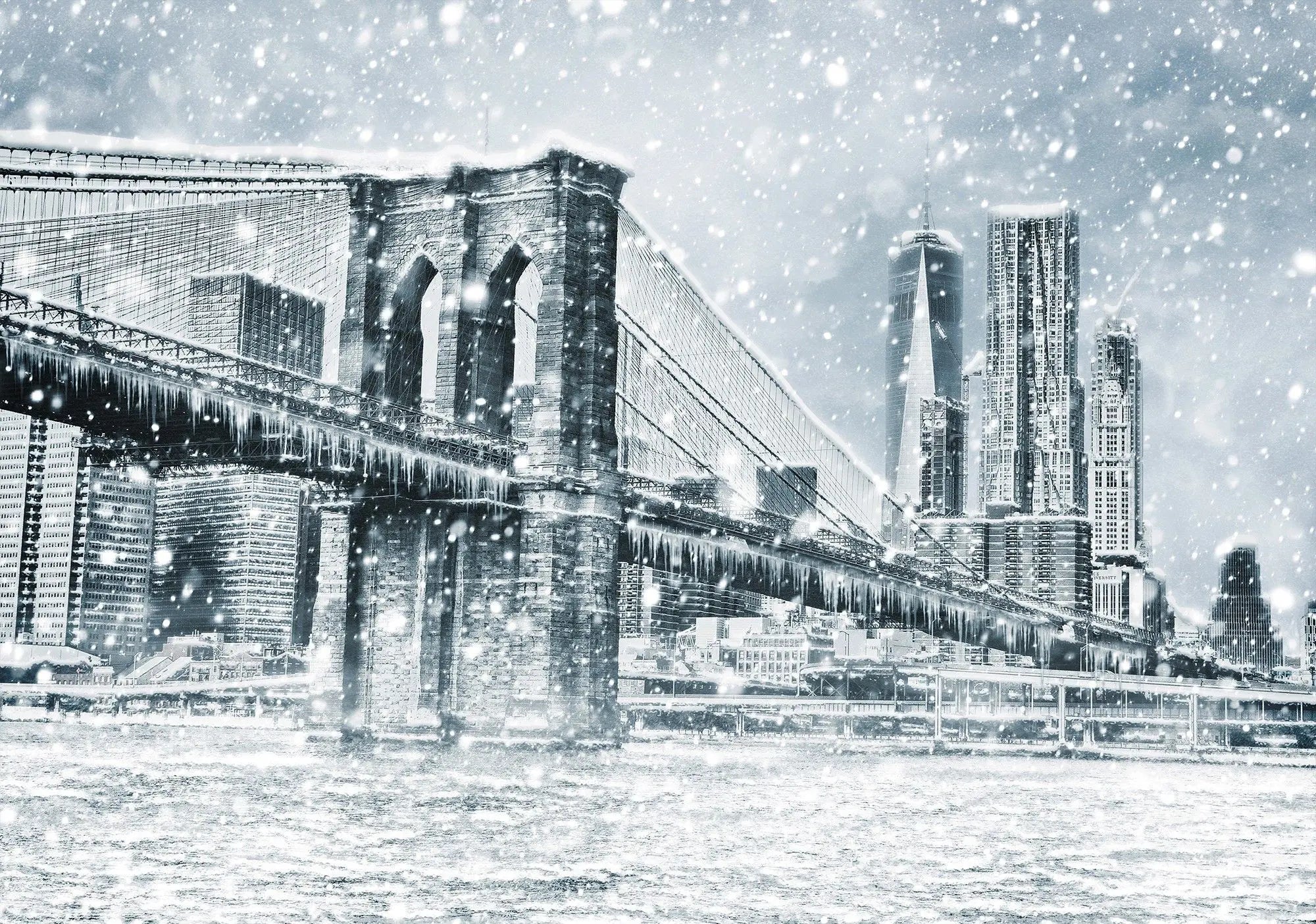 Billede 6 af Fototapet - Brooklyn Bridge i snevejr, New York