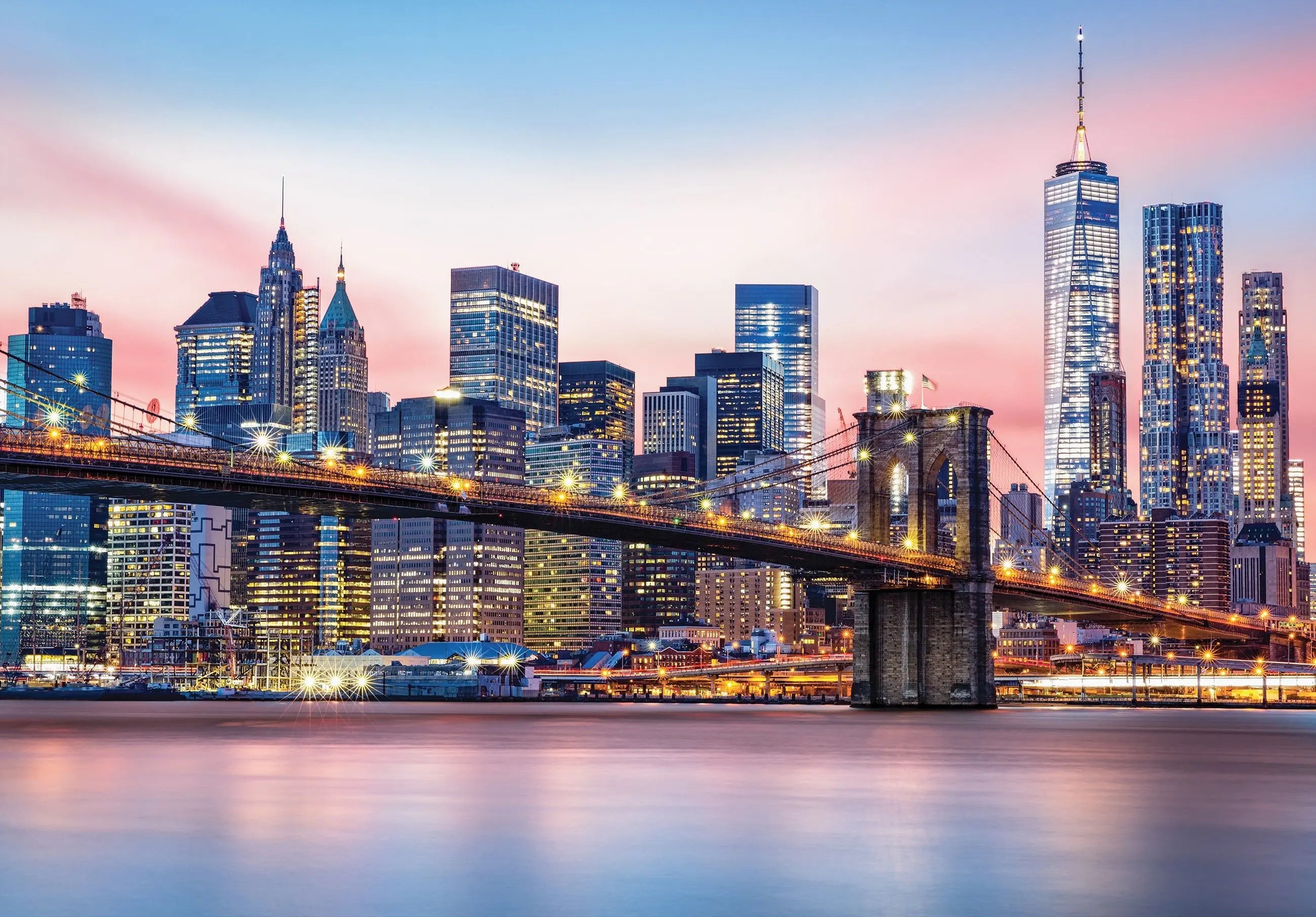 Billede 1 af Fototapet - Brooklyn Bridge med Manhattan skyline ved solnedgang