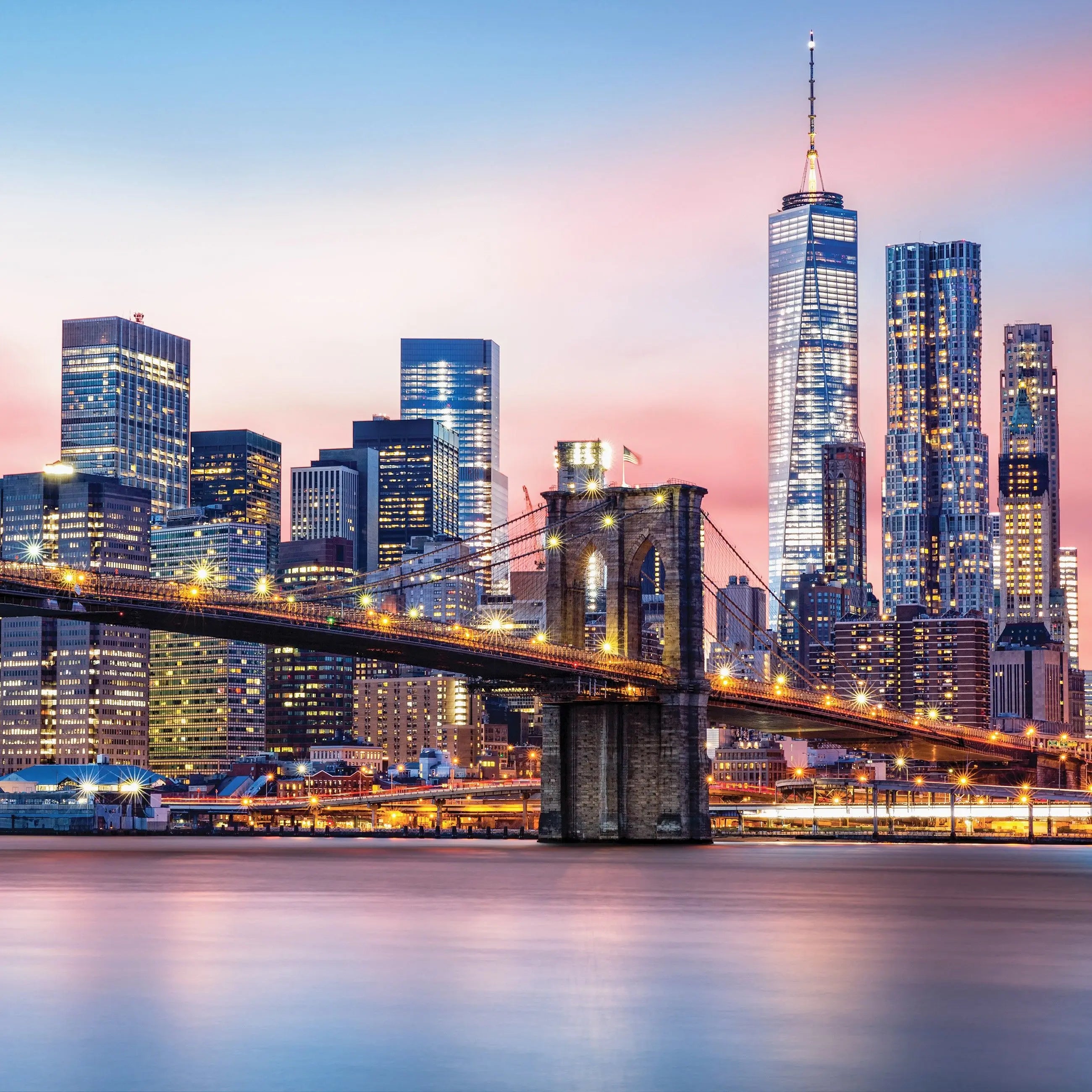 Billede 7 af Fototapet - Brooklyn Bridge med Manhattan skyline ved solnedgang