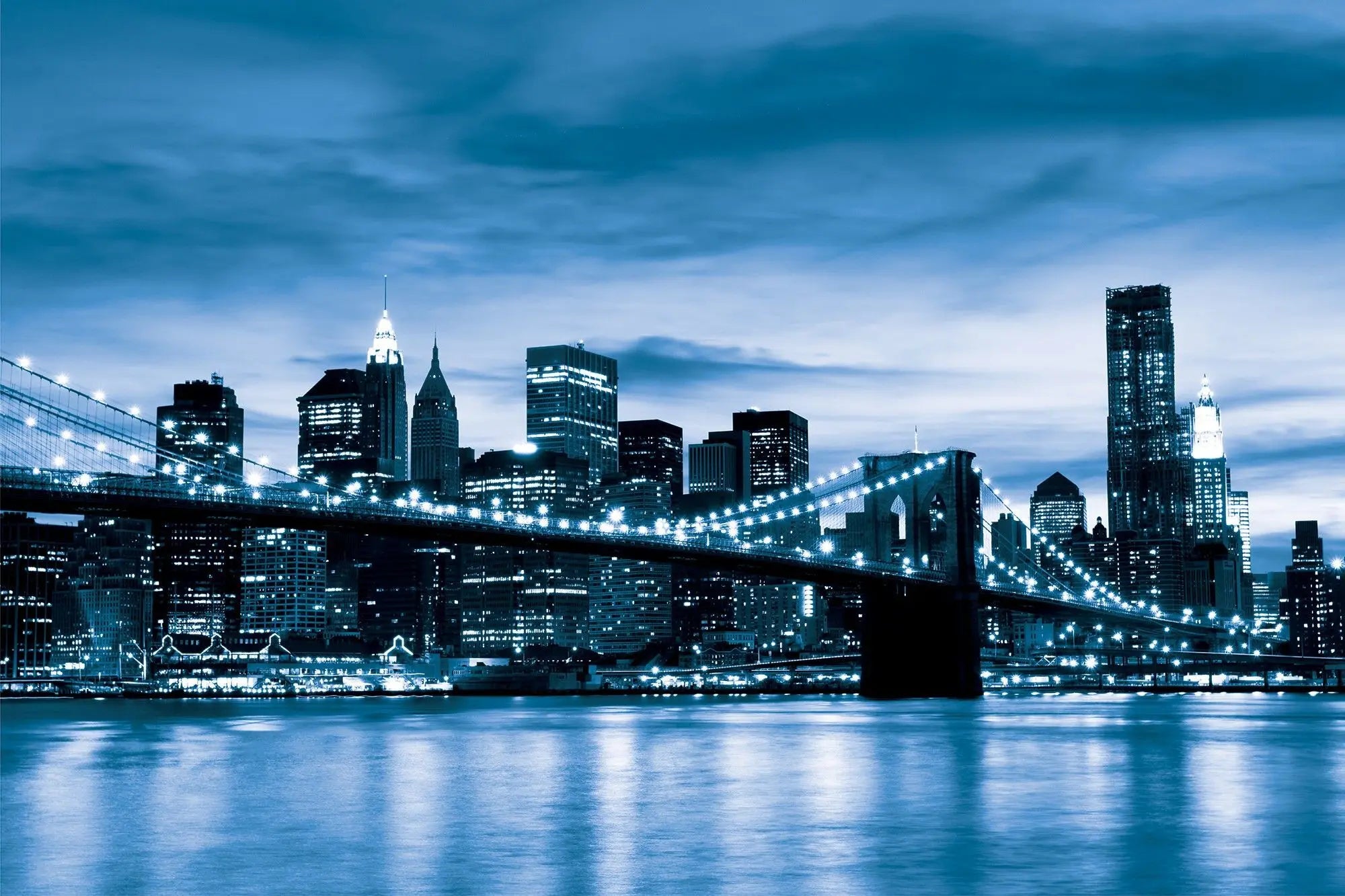 Billede 1 af Fototapet - Brooklyn Bridge og Manhattan Skyline ved Skumring