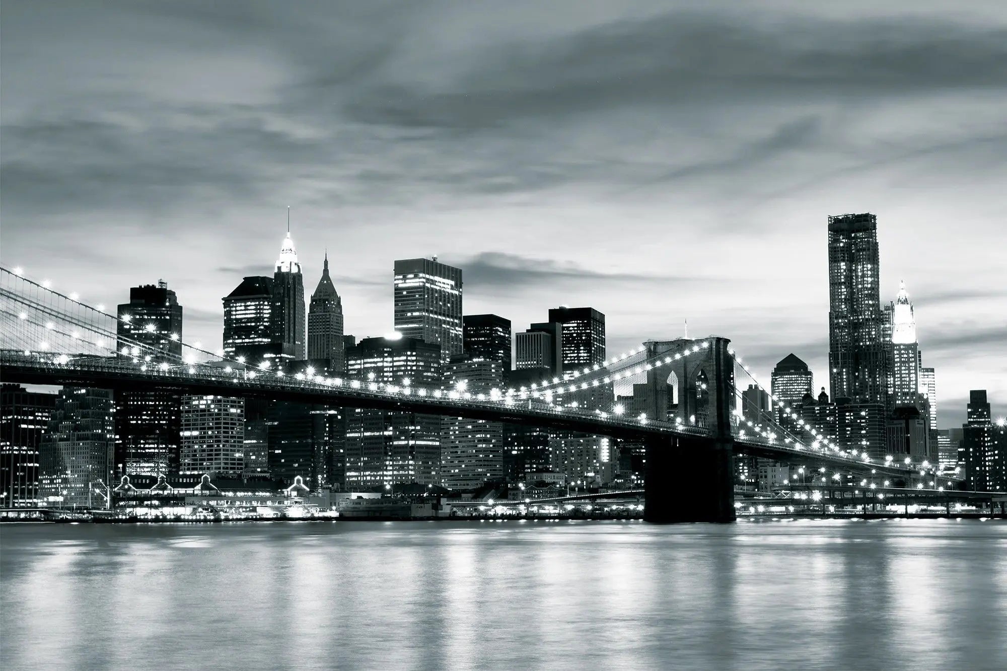 Billede 1 af Fototapet - Brooklyn Bridge og New Yorks skyline i sort-hvid