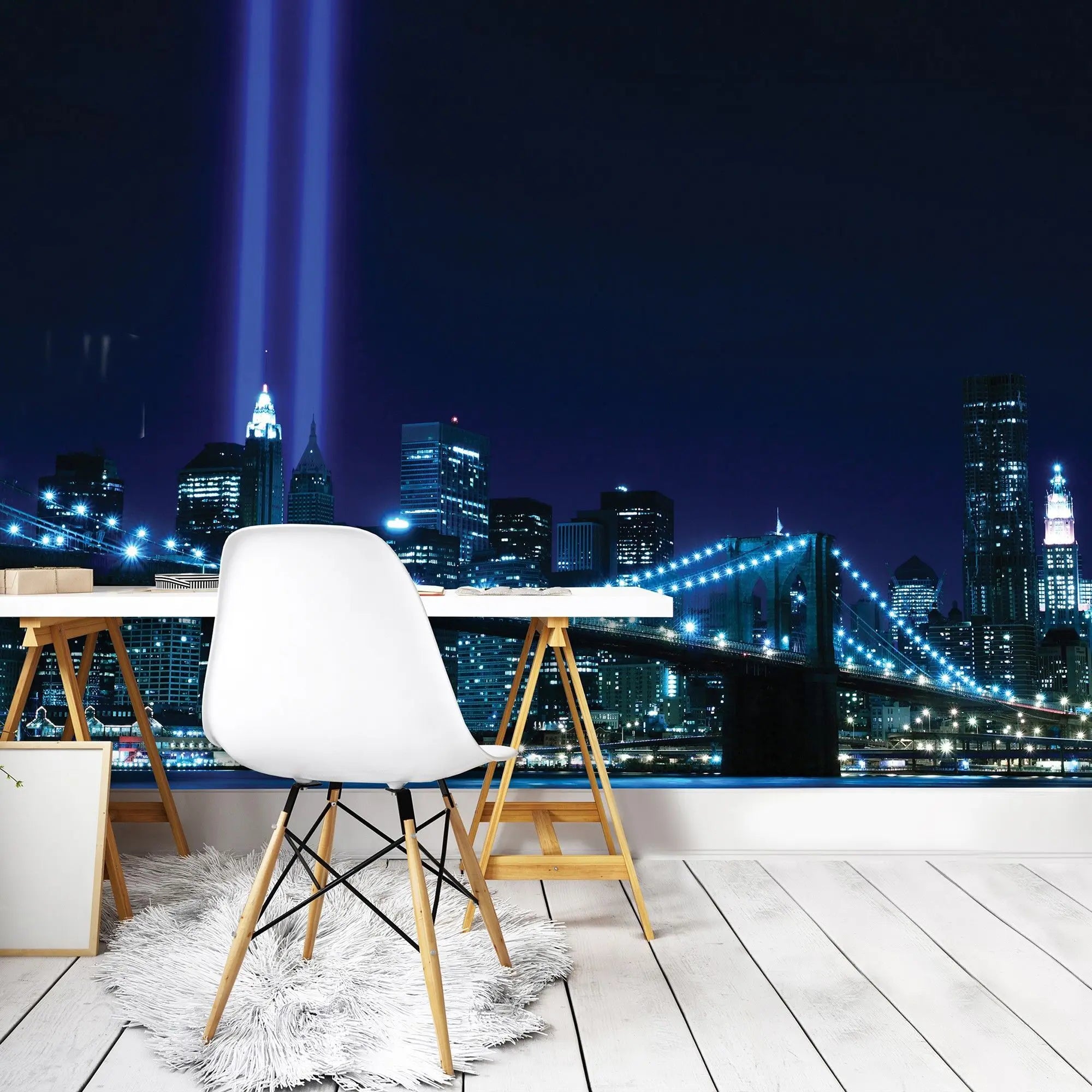 Billede 5 af Fototapet - Brooklyn Bridge og Tribute in Light New York Natbillede