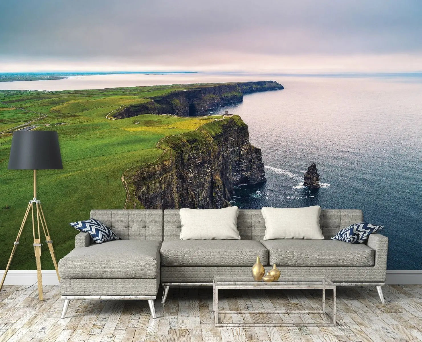 Billede 3 af Fototapet - Cliffs of Moher med græsmarker og hav i Irland