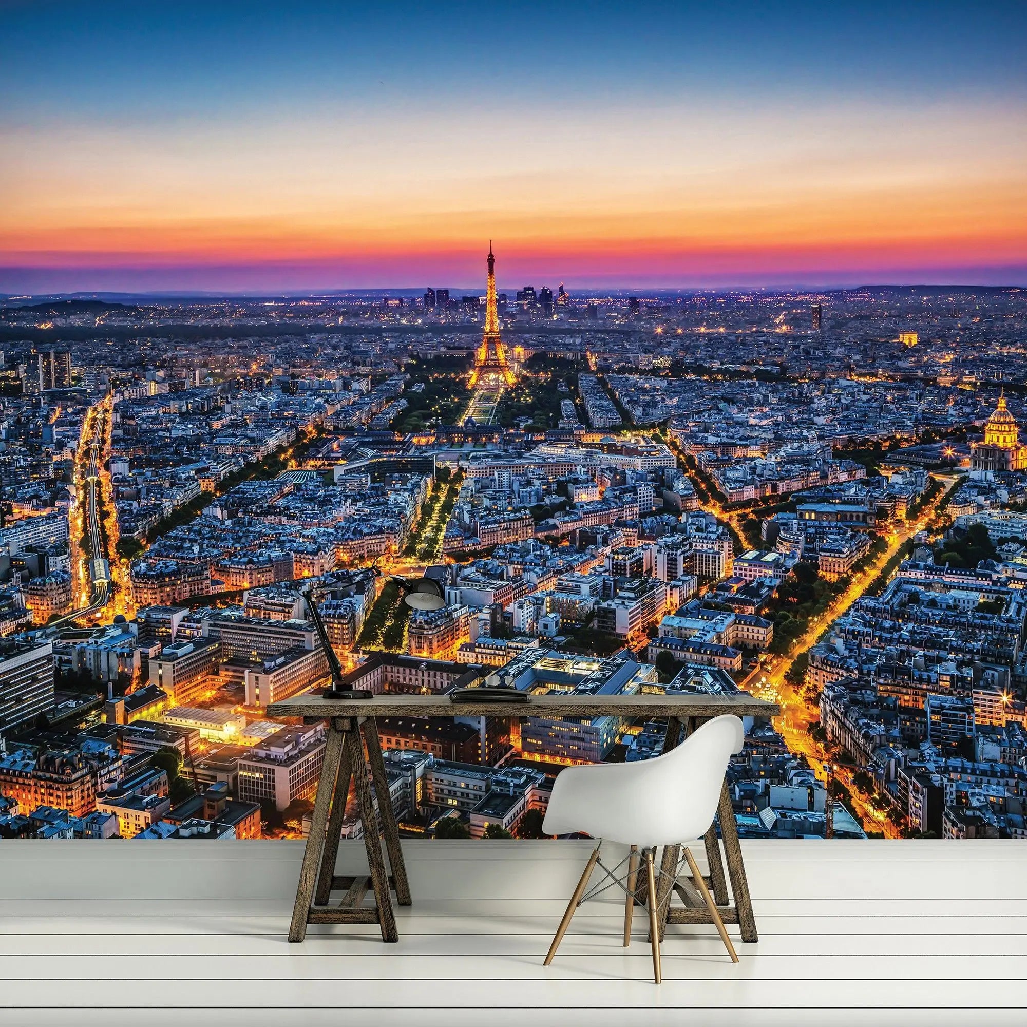 Billede 4 af Fototapet - Eiffeltårnet i Paris ved solnedgang