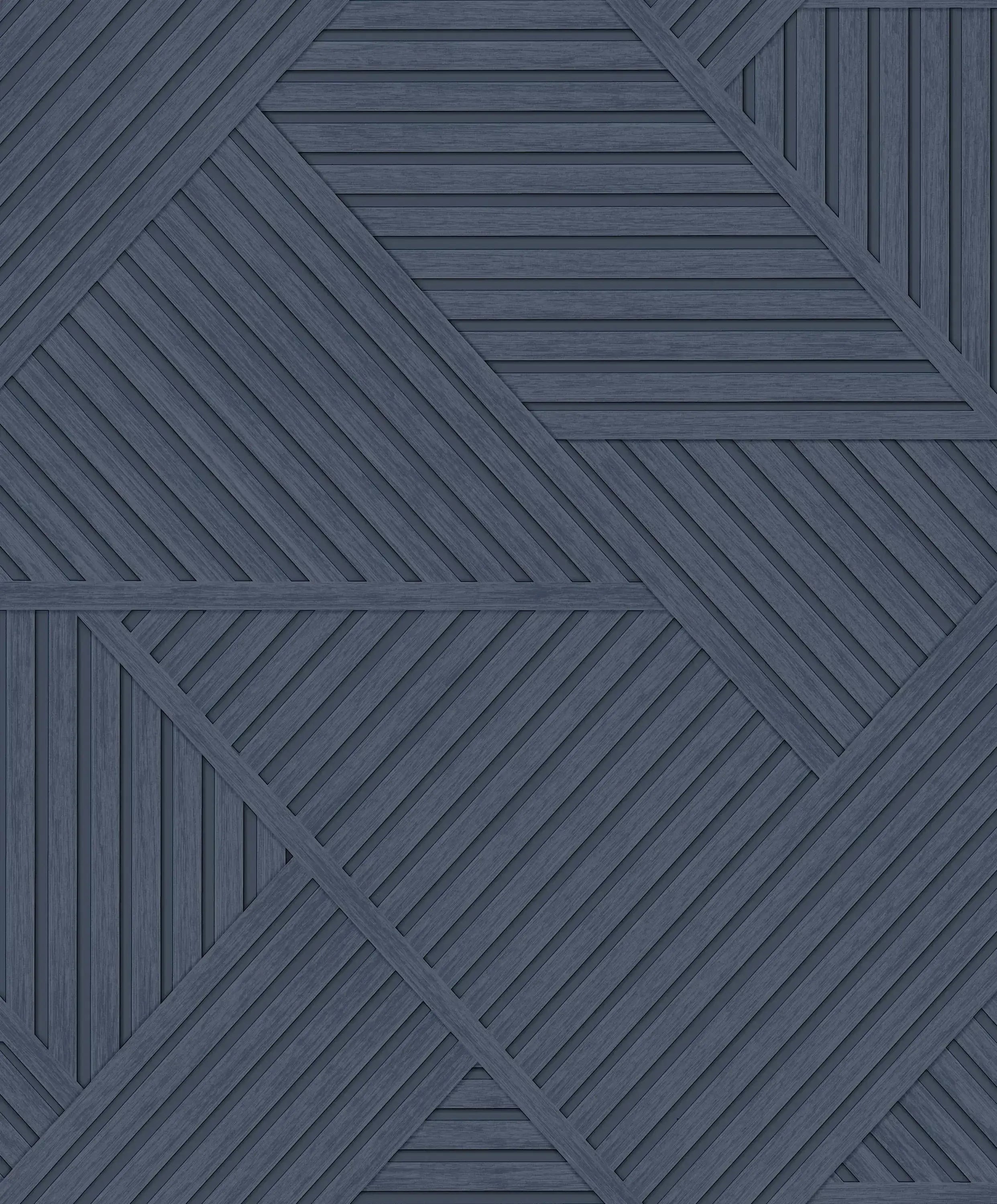 Detaljeret visning af Elba - Navy tapetmønster med geometrisk design i blå nuancer.