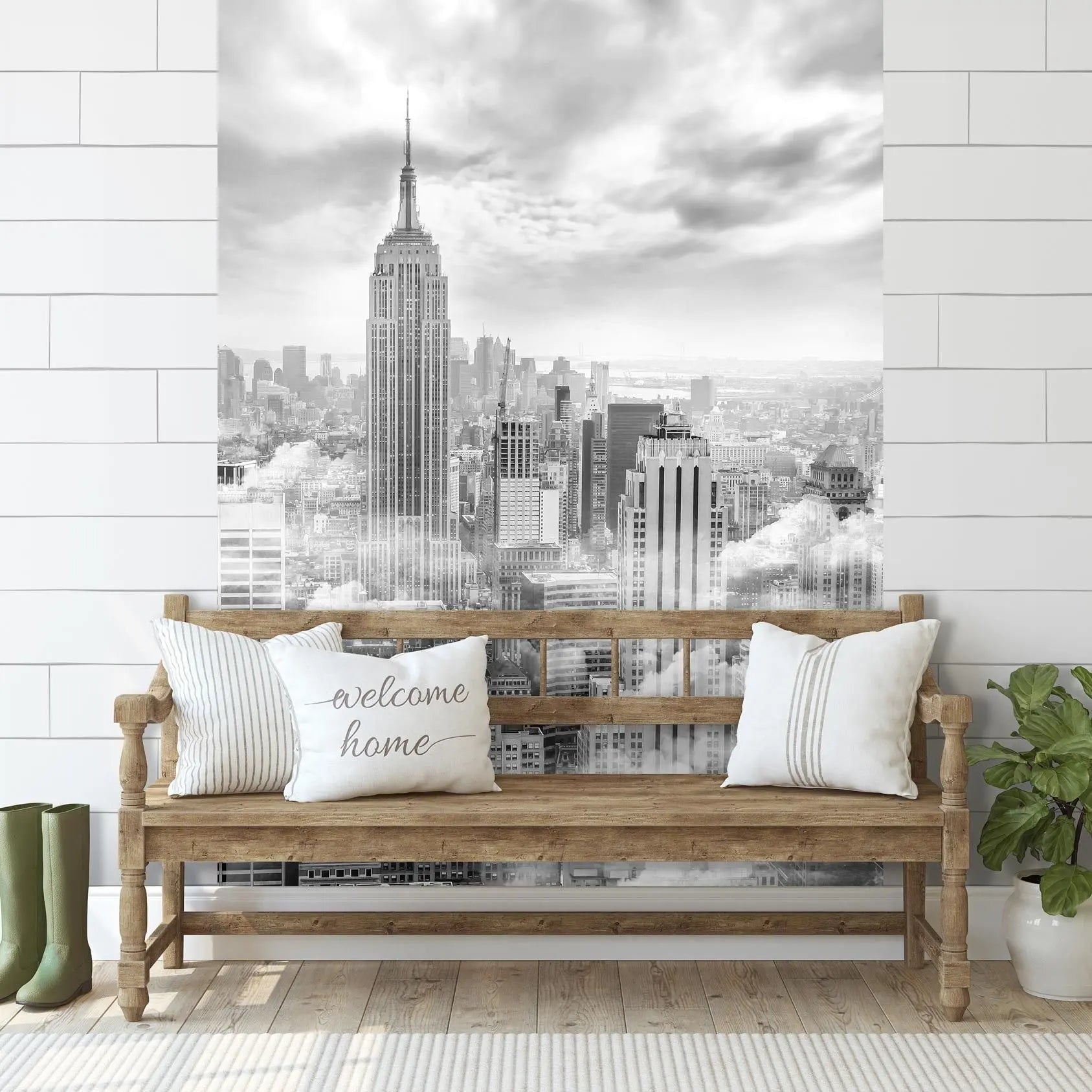 Billede 4 af Fototapet - Empire State Building og skyline i sort-hvid i New York