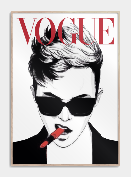 VOGUE forside nr. 1 sort-hvid plakat 50X70cm. - Køb plakater online