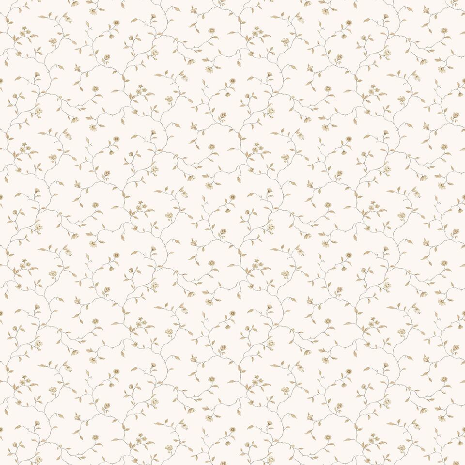 G67924-Varm hvid tapet med beige små blomster - Køb flot tapet her