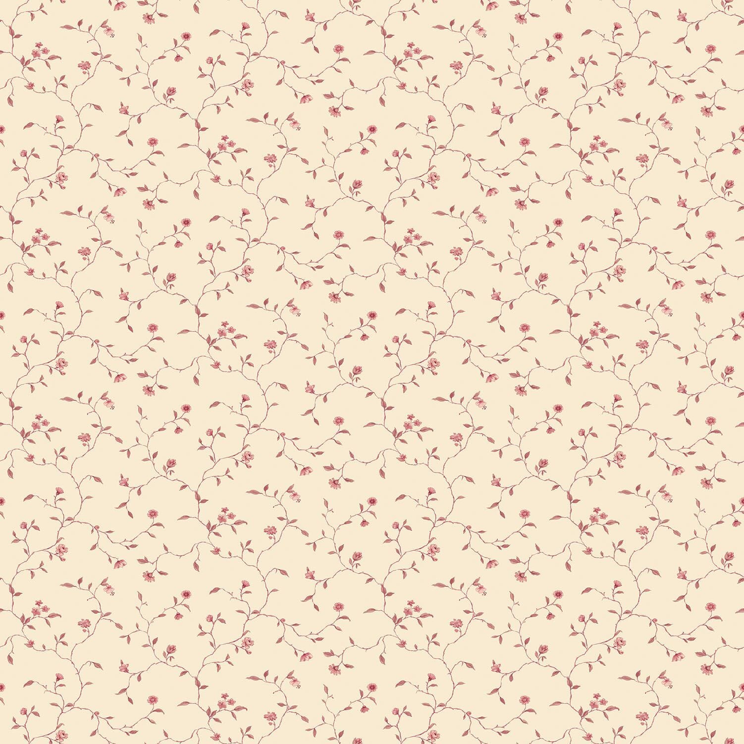 G67925-Beige tapet med rosa blade og blomster - Køb flot tapet online