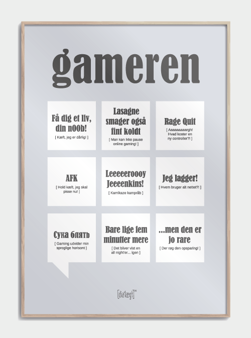 GAMEREN - Plakat med citater om Gamer A3 - Køb poster med tekst