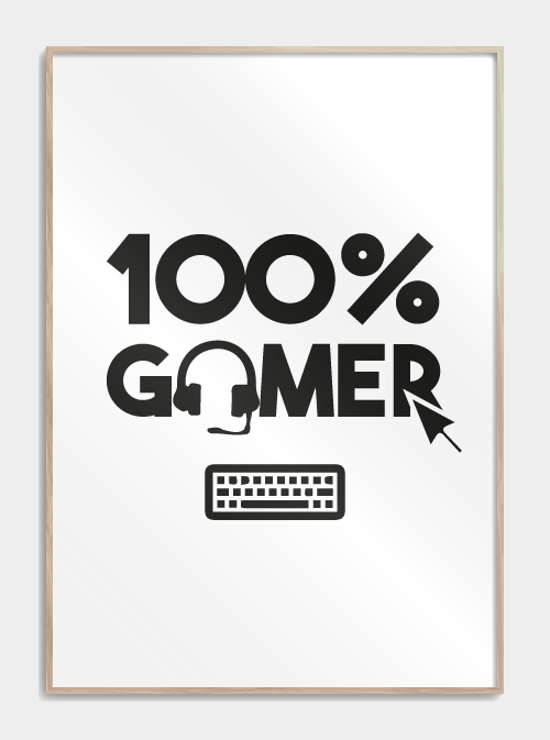 100% GAMER - A3 plakat - Køb poster med gamer citat