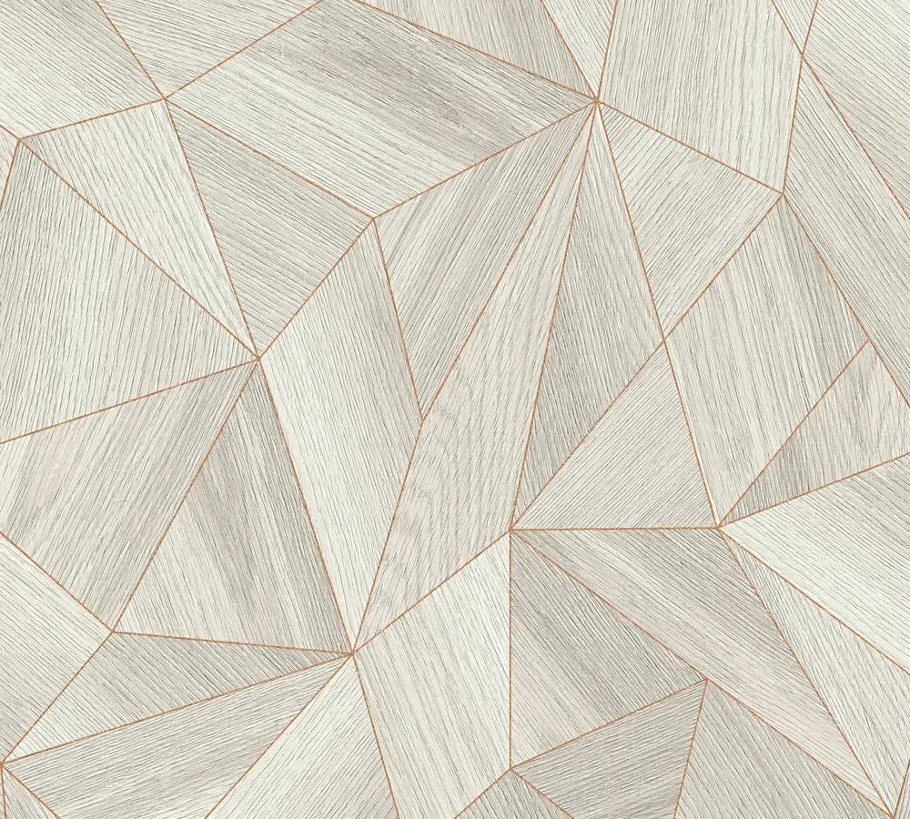 Geometric Grain - Sandstone tapet med geometriske mønstre i neutrale sandfarver.