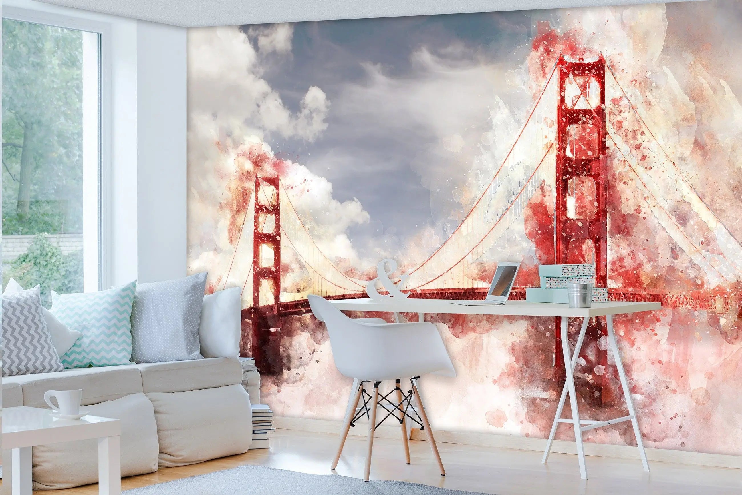 Billede 3 af Fototapet - Golden Gate Bridge med kunstneriske farveeksplosioner