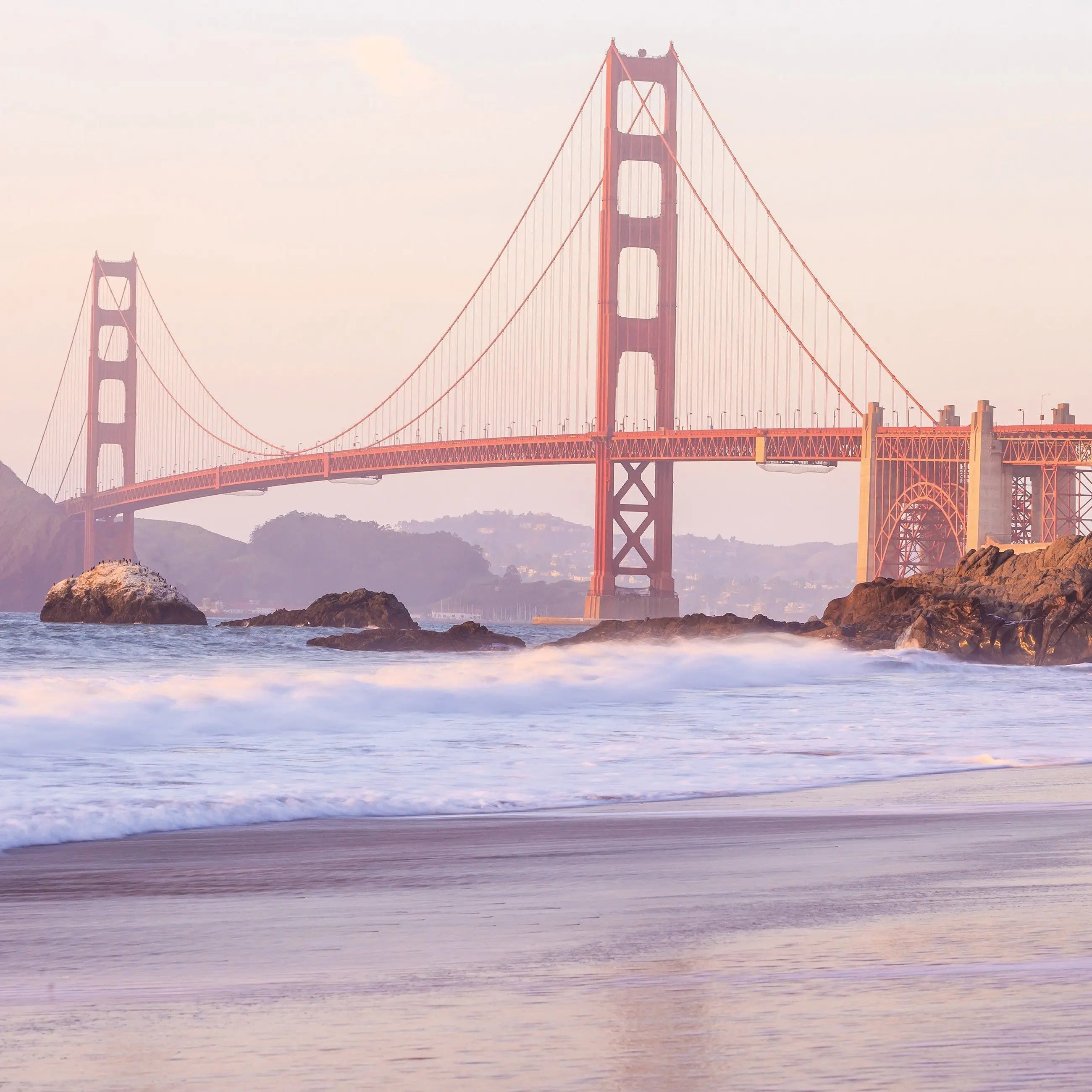 Billede 6 af Fototapet - Golden Gate-broen ved kysten i San Francisco ved solnedgang