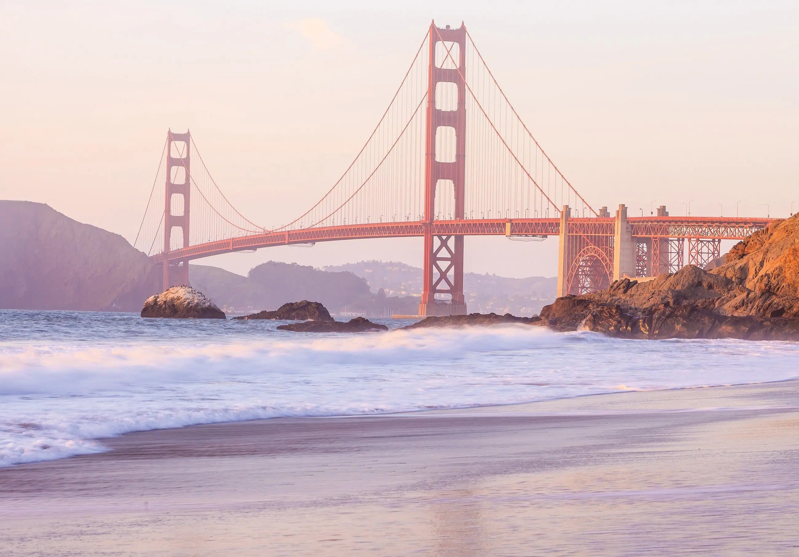 Billede 7 af Fototapet - Golden Gate-broen ved kysten i San Francisco ved solnedgang