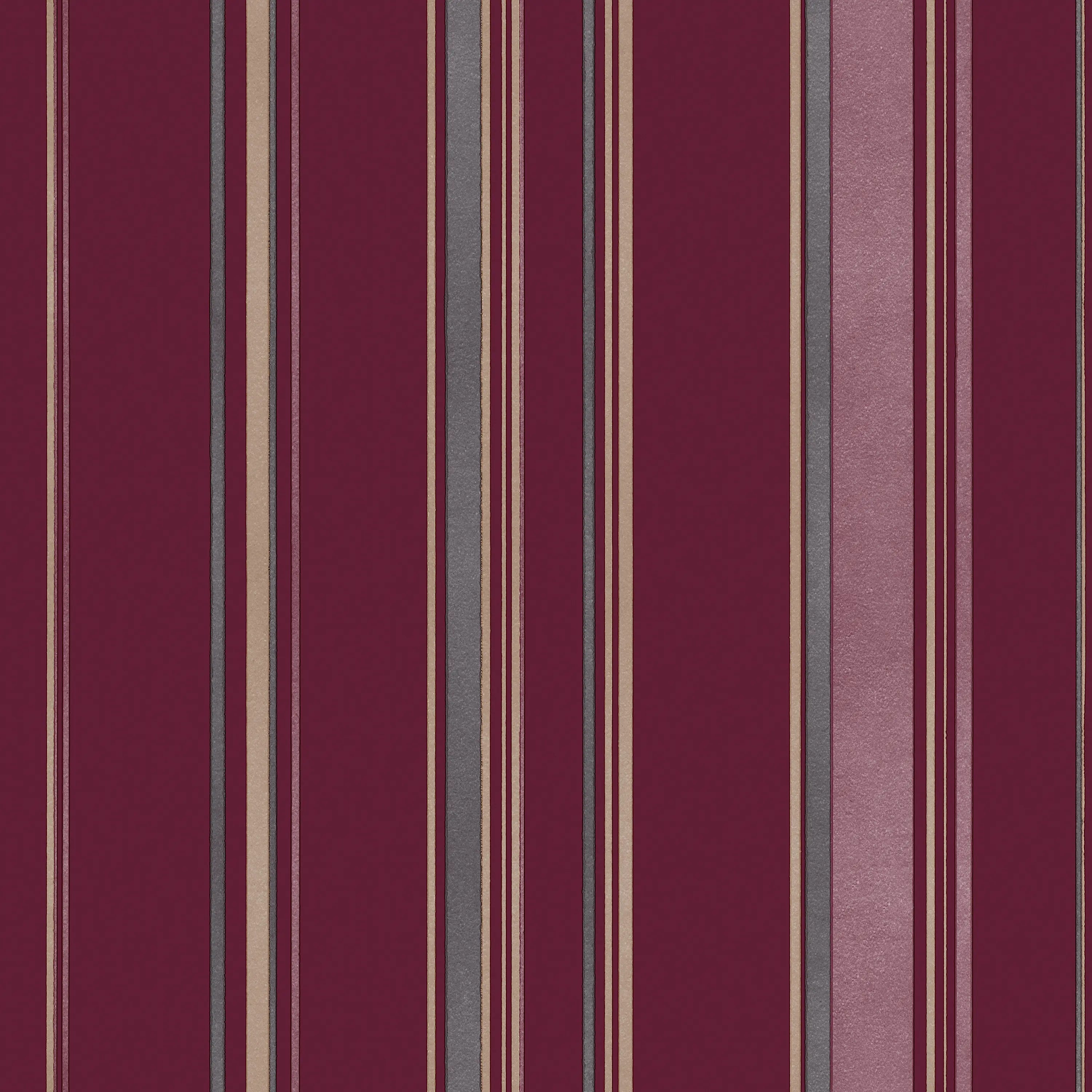 Intersected Stripes - Crimson tapet med stilfulde, lodrette striber i nuancer af rød, grå og beige.