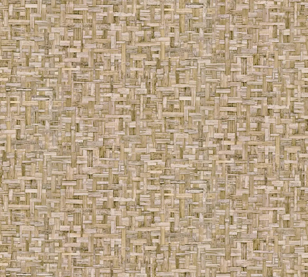 Detaljeret billede af Jungle Weave - Sand, der viser et komplekst vævemønster i naturlige sandfarver.