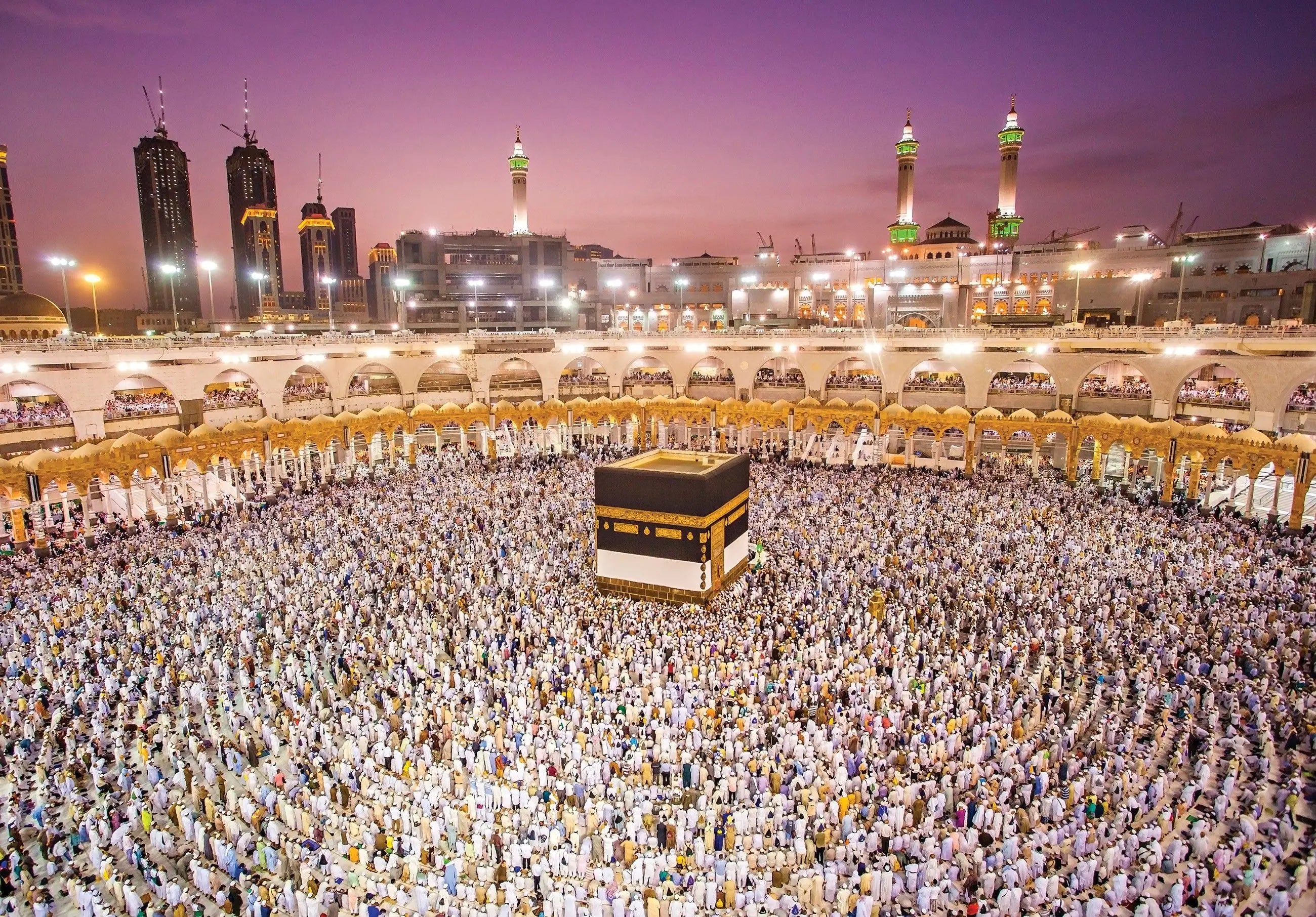 Billede 1 af Fototapet - Kaaba omgivet af pilgrimme i Mekka ved solnedgang