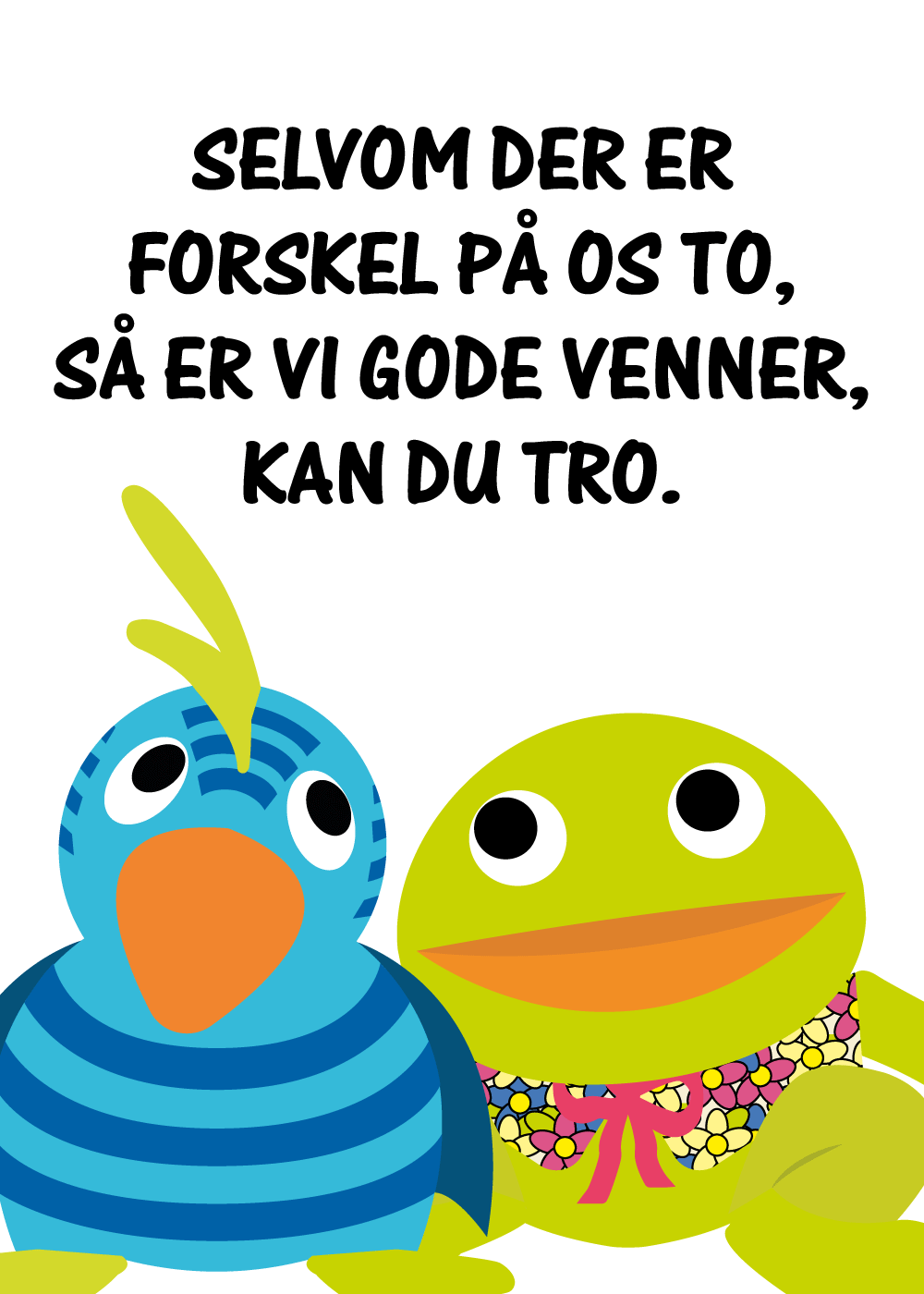 Gode venner - Kaj & Andrea plakat hvid A3 - Køb plakat til børn her