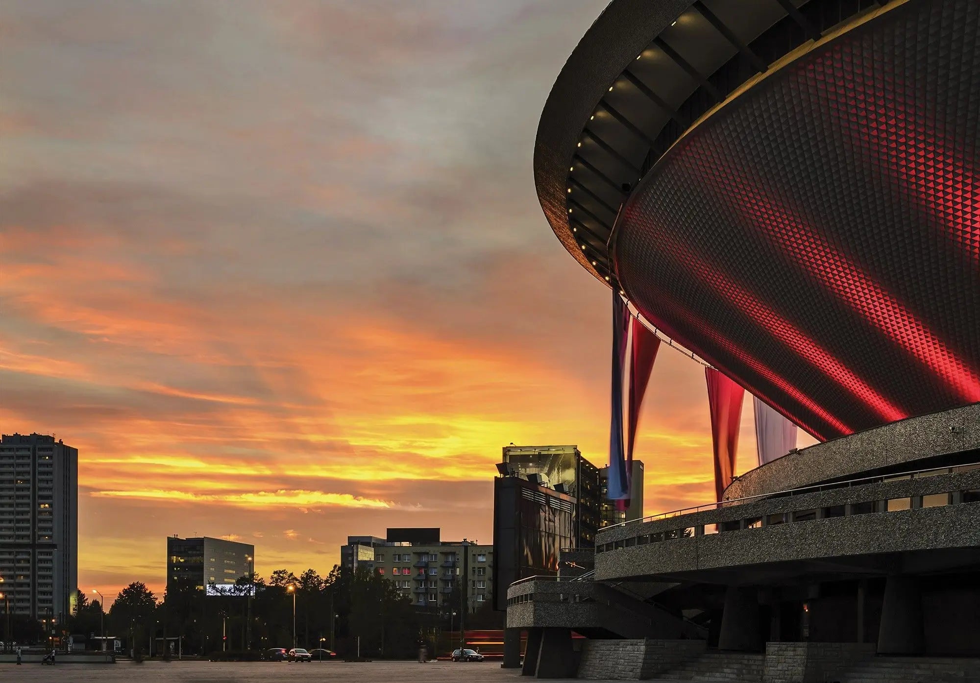 Billede 1 af Fototapet - Katowice Spodek ved solnedgang