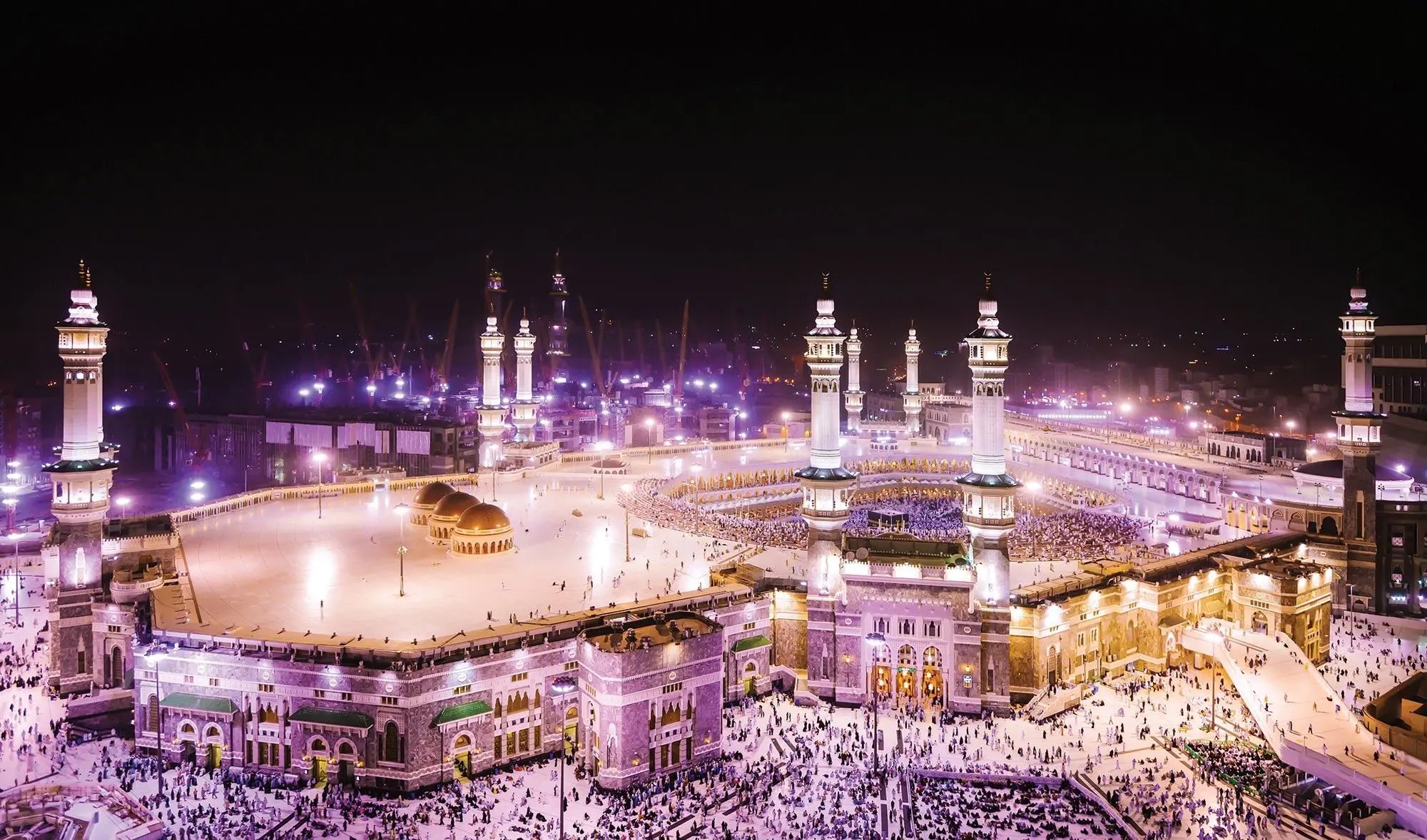 Billede 1 af Fototapet - Luftfoto af Masjid al-Haram i Mekka om natten