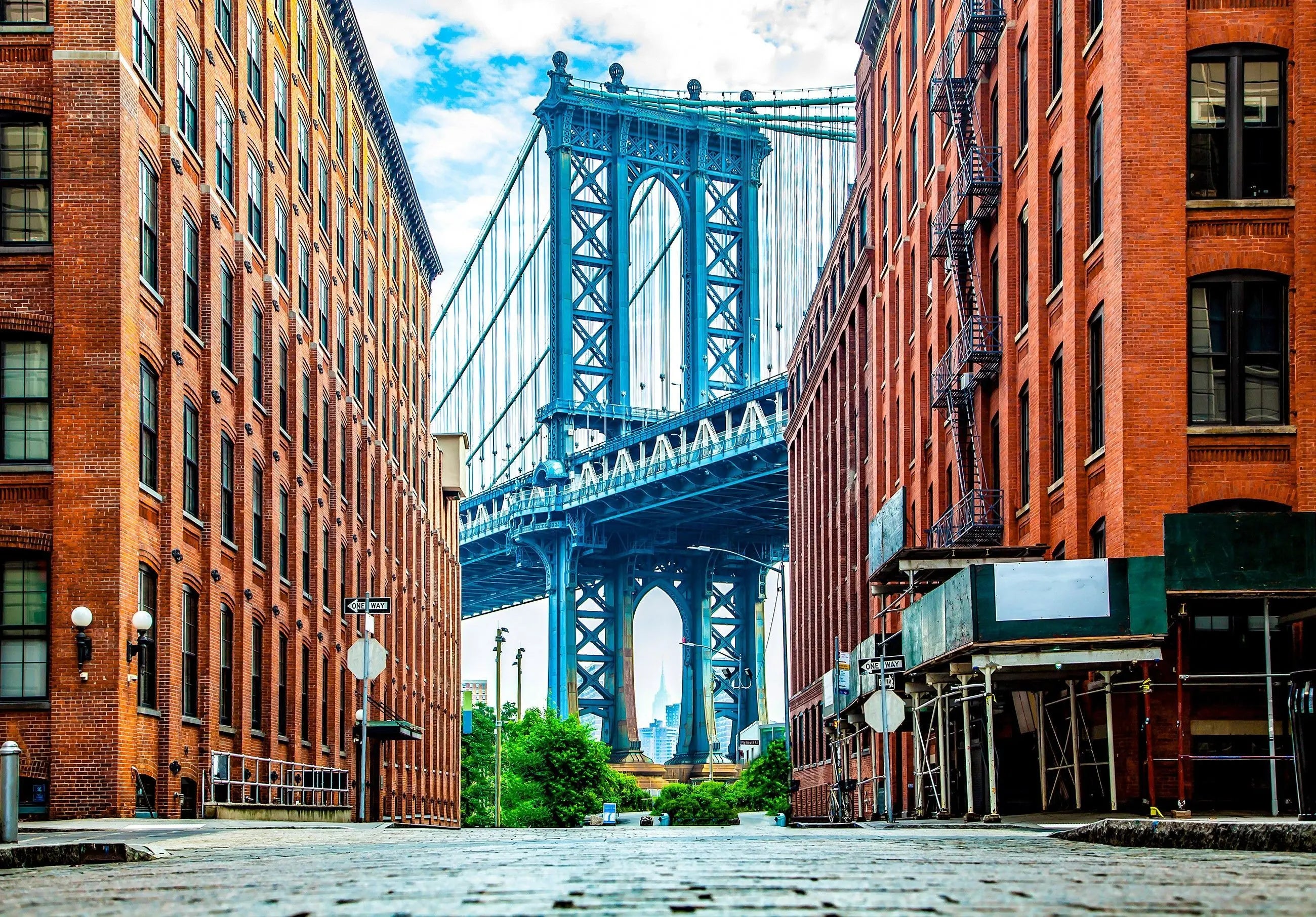 Billede 1 af Fototapet - Manhattan Bridge set fra Washington Street, Brooklyn, New York