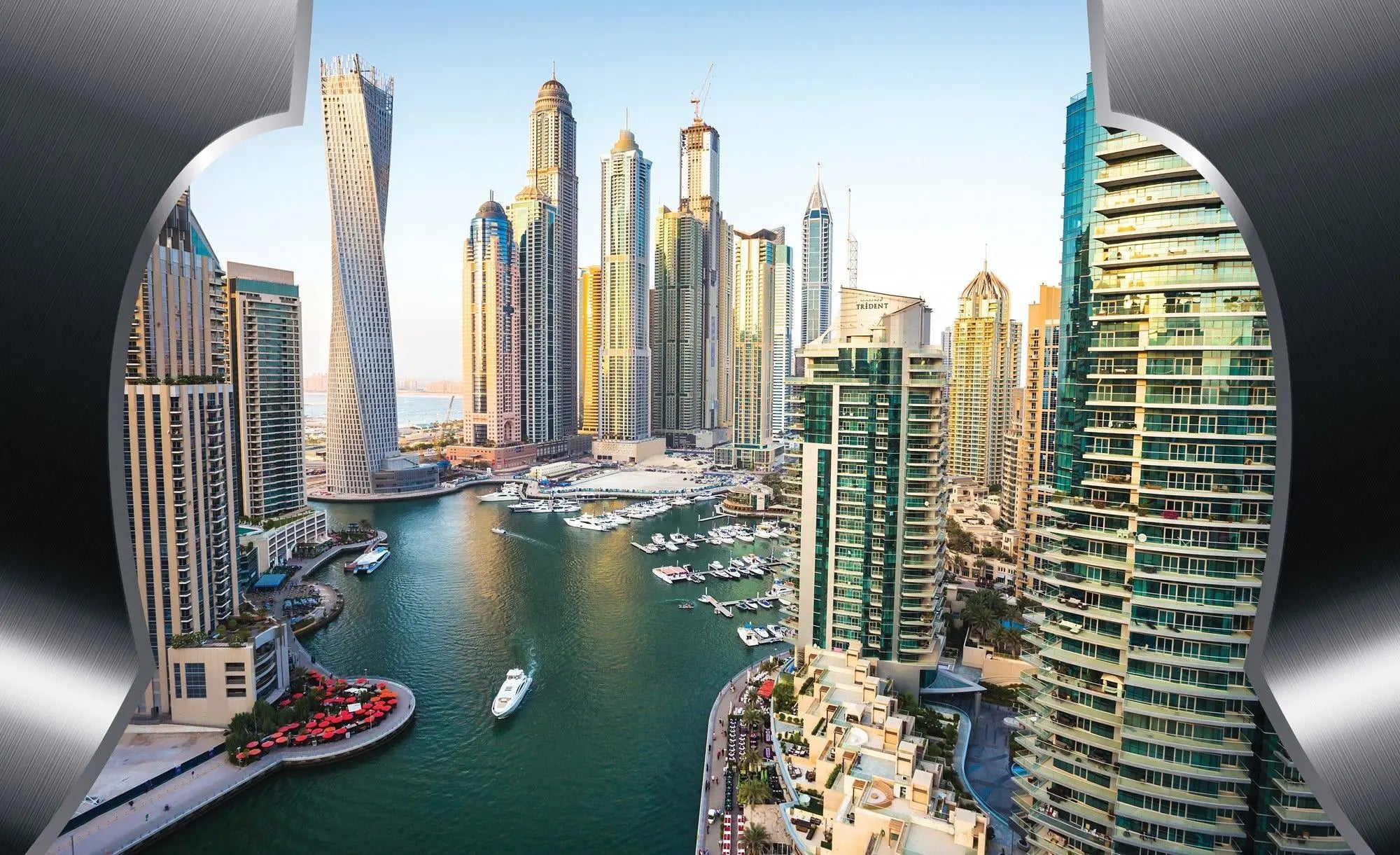 Billede 1 af Fototapet - Moderne skyskrabere og marina i Dubai