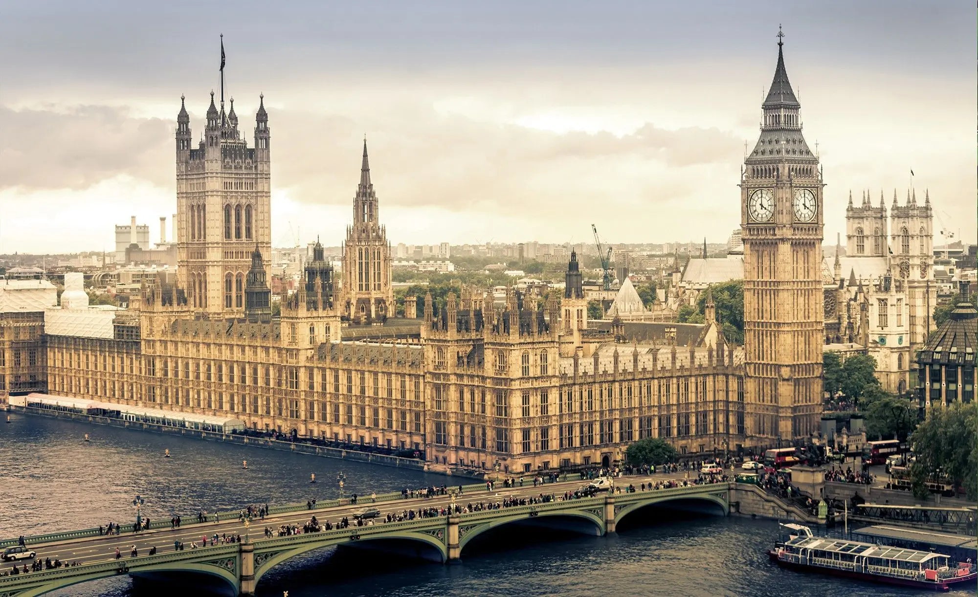 Billede 1 af Fototapet - Palads Westminster med Big Ben ved Themsen London