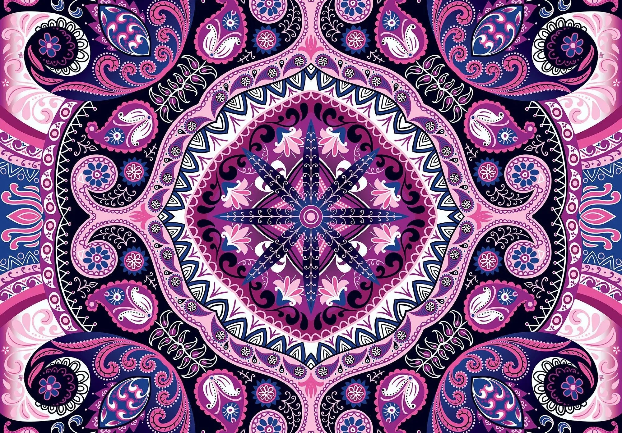 Billede 1 af Fototapet - Pink og lilla mandala mønster