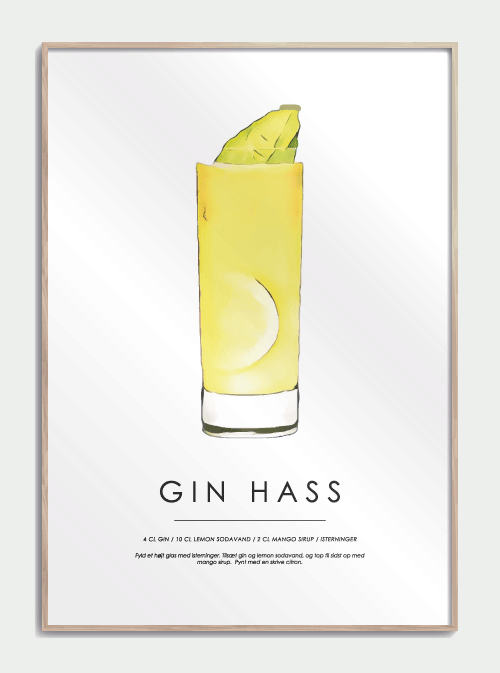 Gin Hass Cocktail plakat A3 - Køb drinks plakater online her