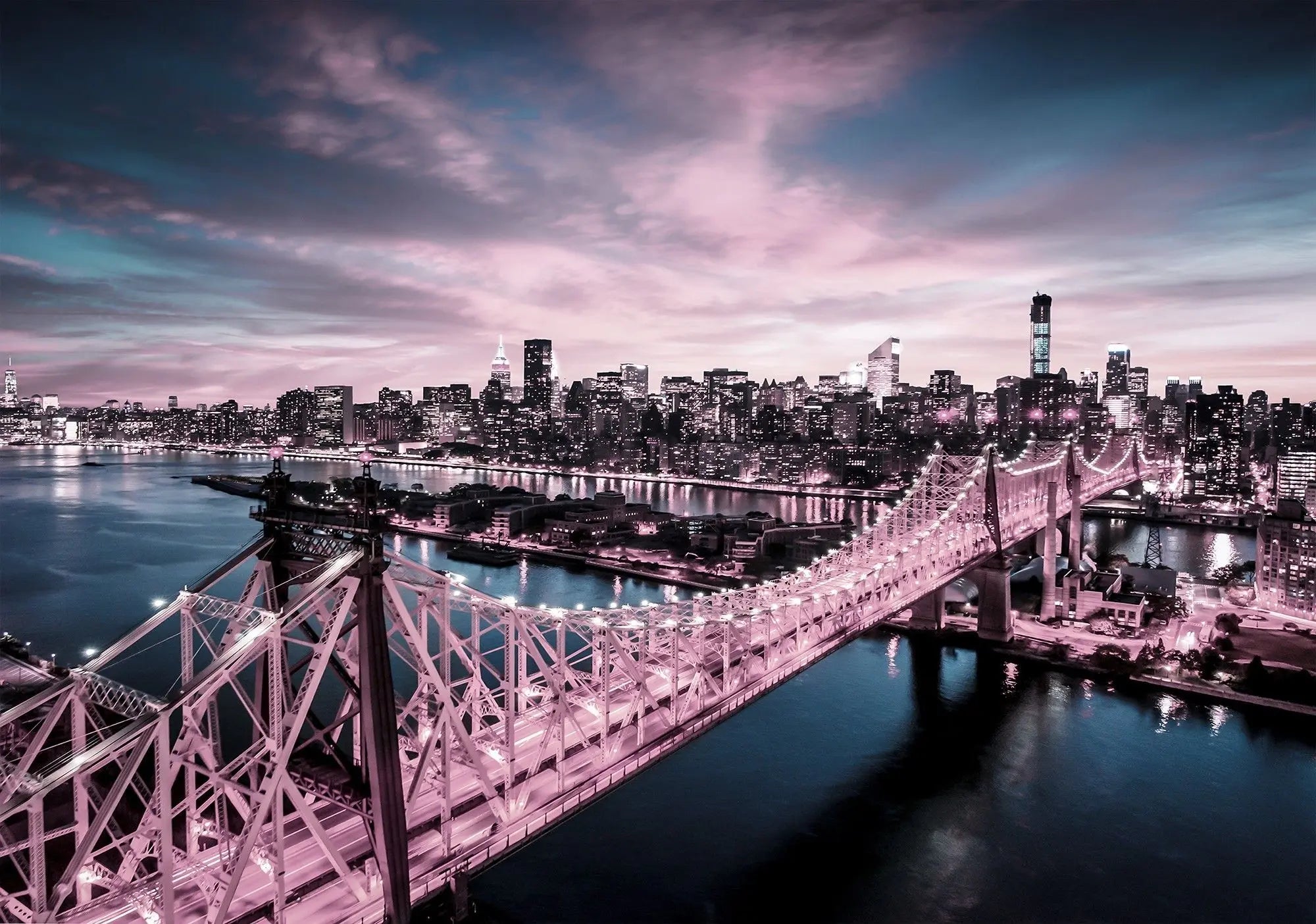 Billede 5 af Fototapet - Queensboro Bridge med Manhattan Skyline i skumring