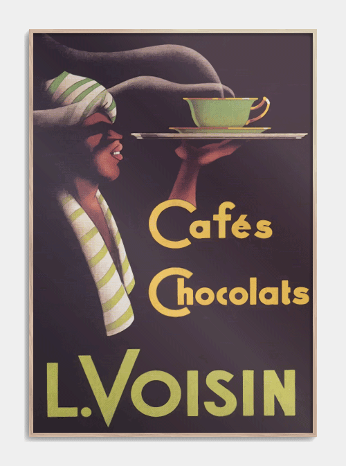 Cafés & Chocolats Retro plakat 50 X 70cm. - Køb kaffe og chokolade vintage poster her