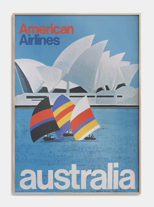 American Airlines Australia plakat 50 X 70cm. - Køb kunstplakat online