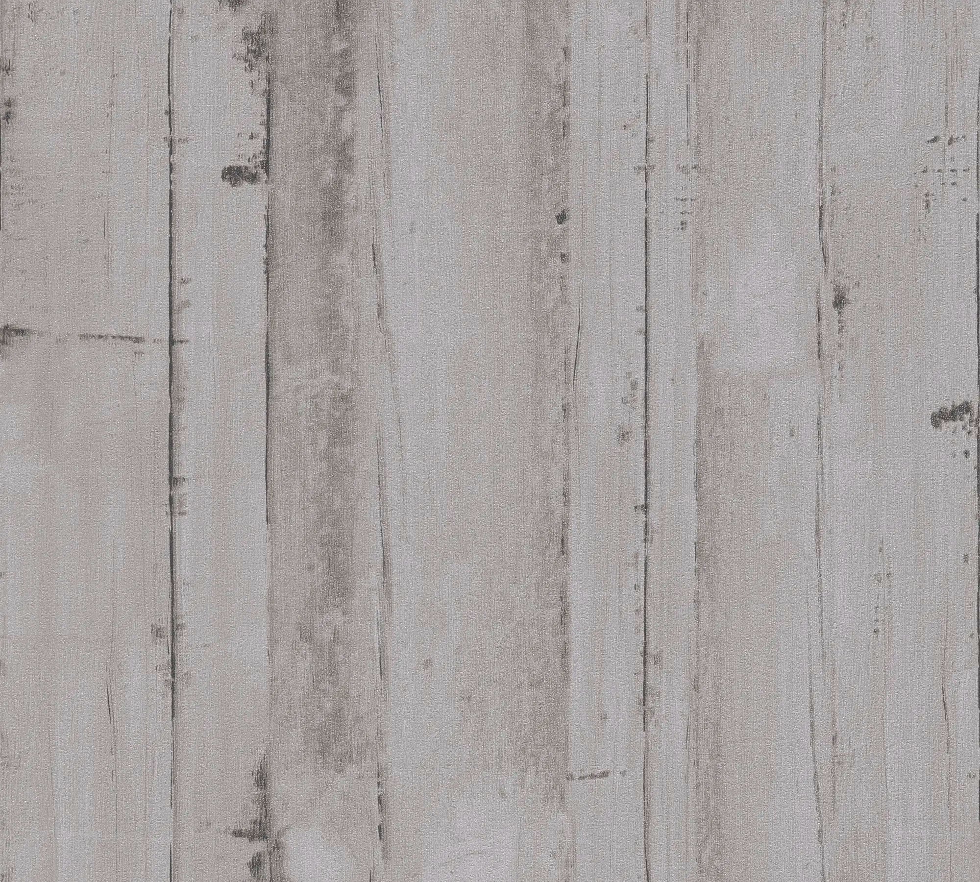 Nærbillede af tapetet Rustic Planks - Weathered Gray med et vejrbidt udseende og grå nuancer.