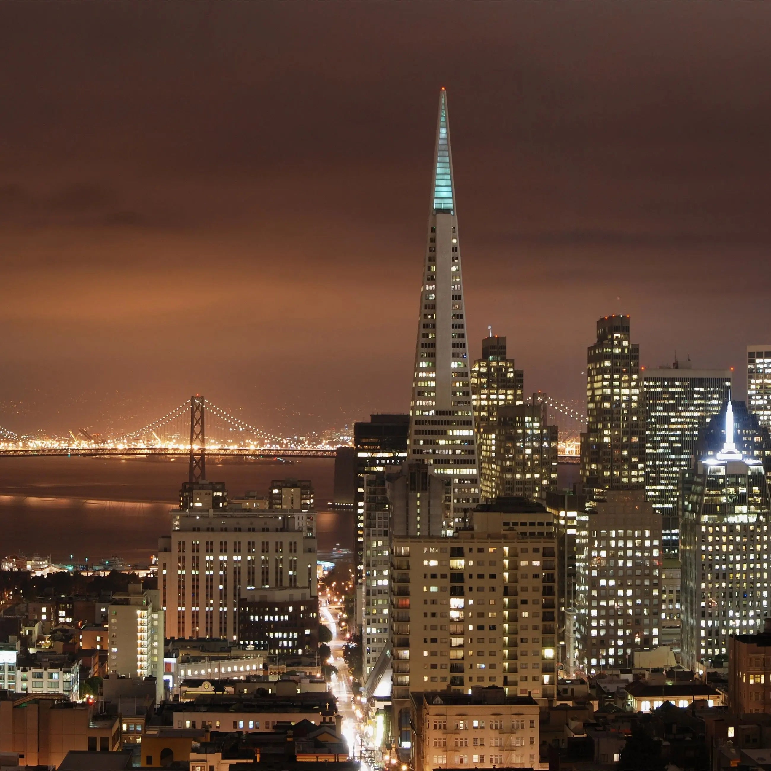 Billede 20 af Fototapet - San Francisco skyline med Bay Bridge om natten