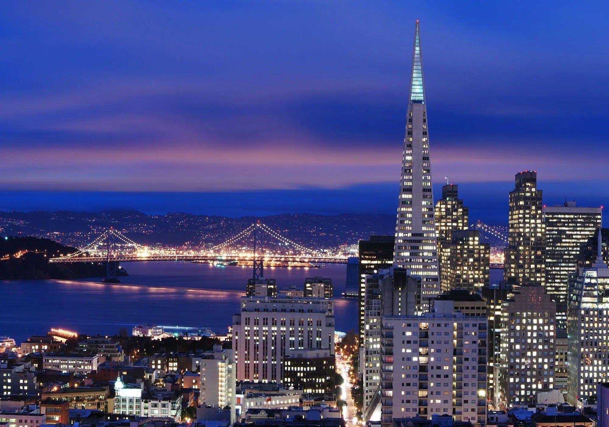 Billede 1 af Fototapet - San Francisco skyline med Transamerica-pyramiden og Bay Bridge