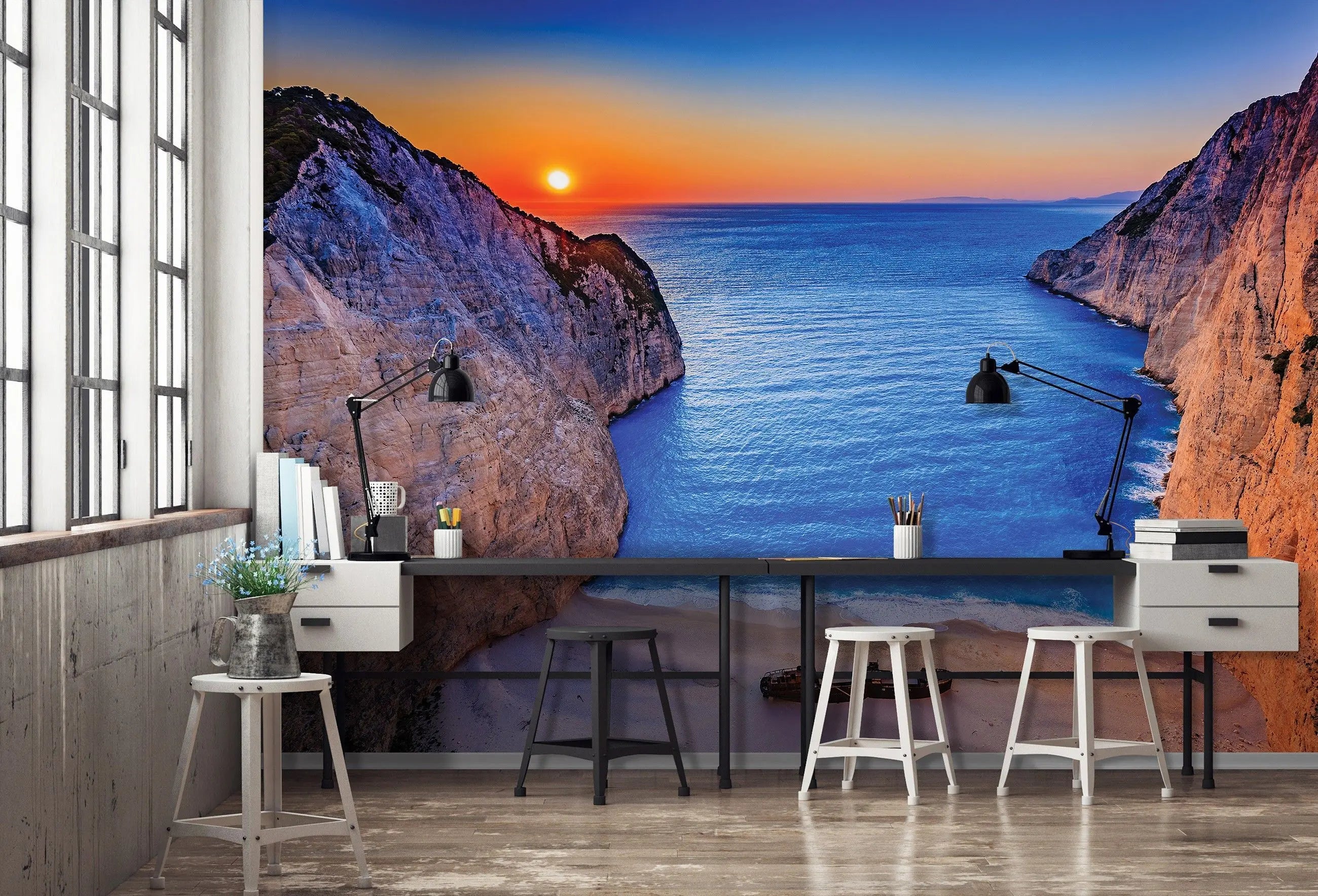 Billede 12 af Fototapet - Skibsvrag på Navagio-stranden ved solnedgang, Zakynthos, Grækenland