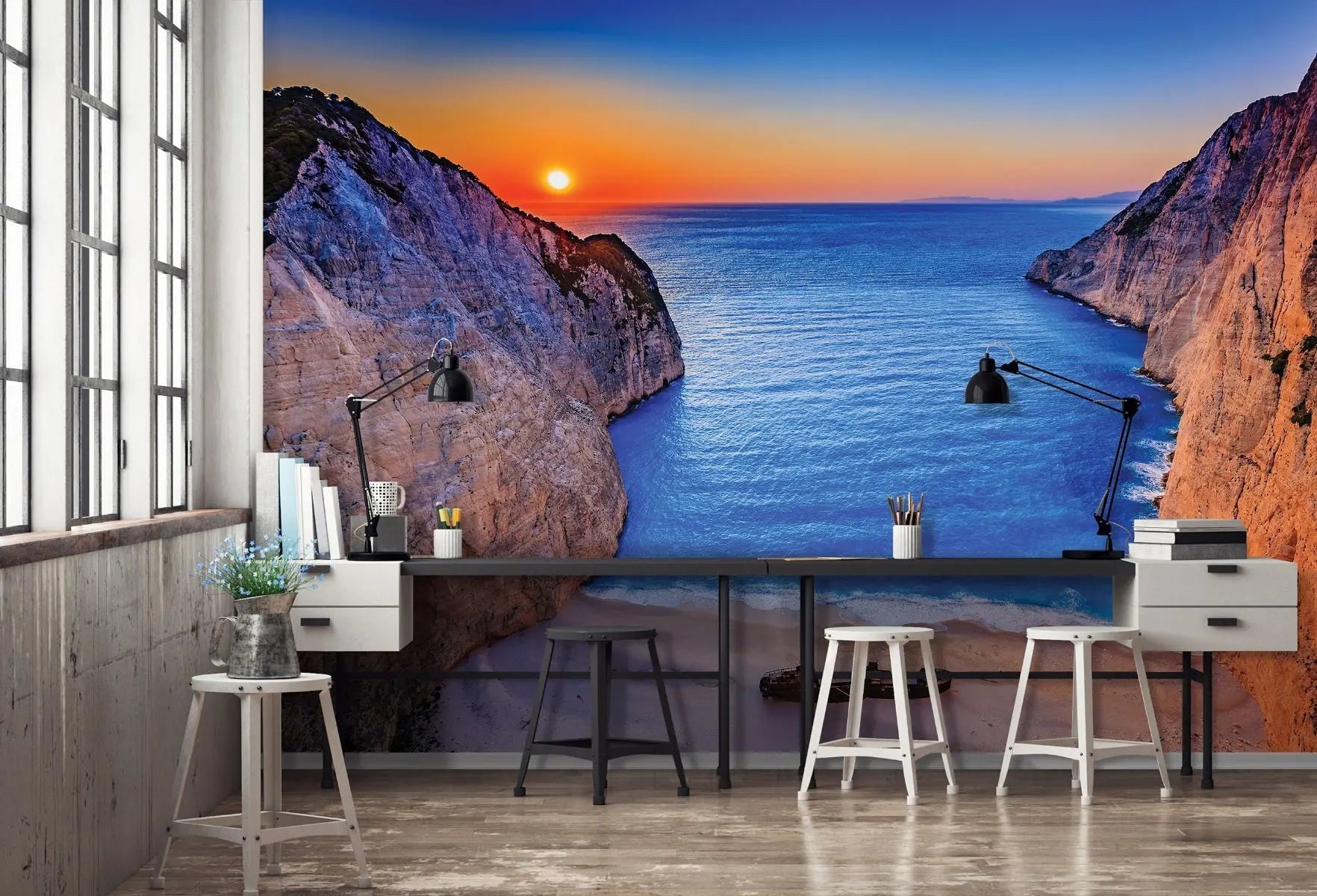 Billede 4 af Fototapet - Skibsvrag på Navagio-stranden ved solnedgang, Zakynthos, Grækenland