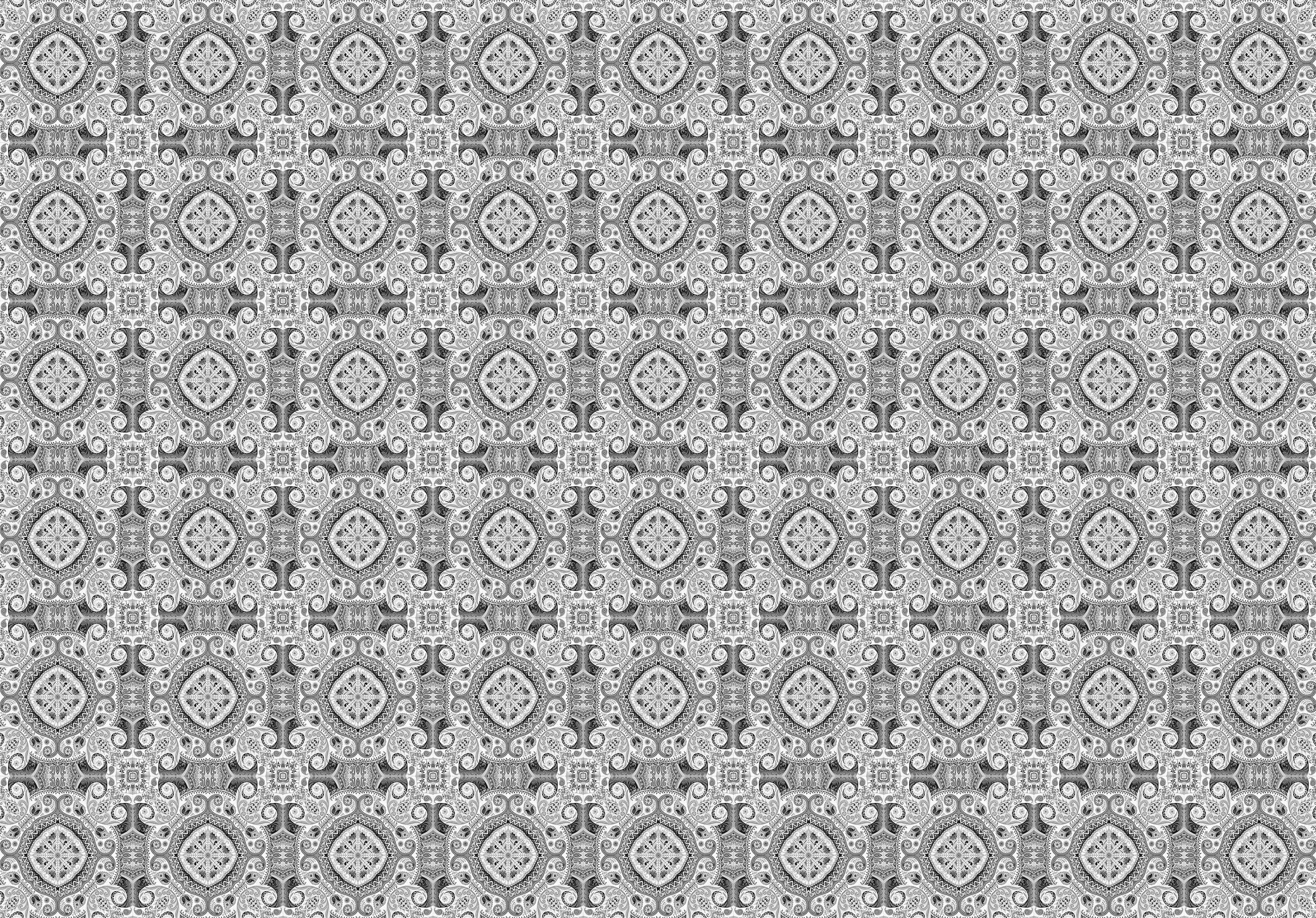 Billede 11 af Fototapet - Sort og hvidt geometrisk mønster med diamantformer