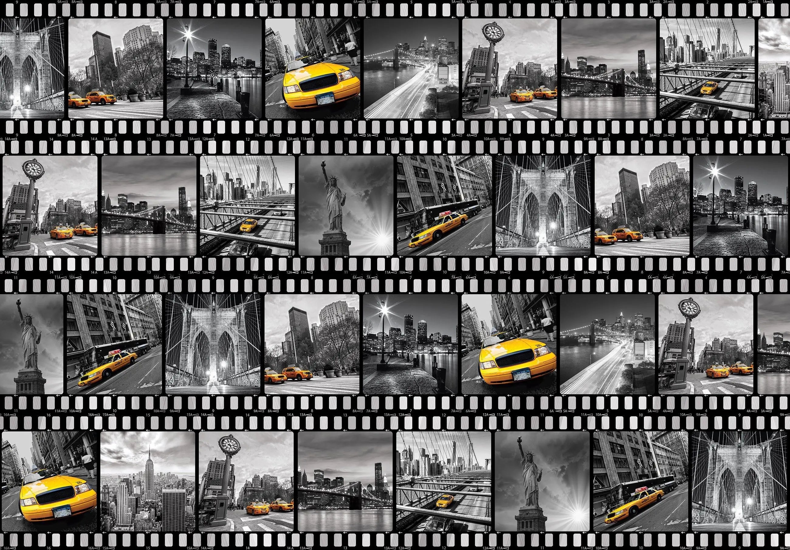 Billede 16 af Fototapet - Sort/hvid fotos af New York med gule taxier og Frihedsgudinden