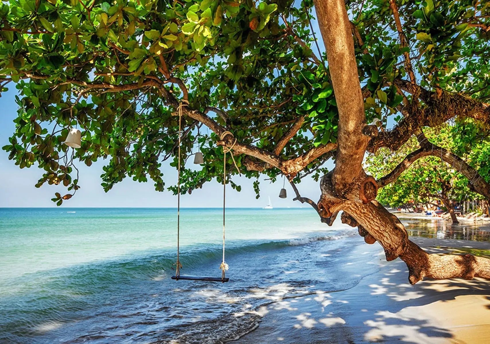 Billede 1 af Fototapet - Strand med gyngende træ ved havet