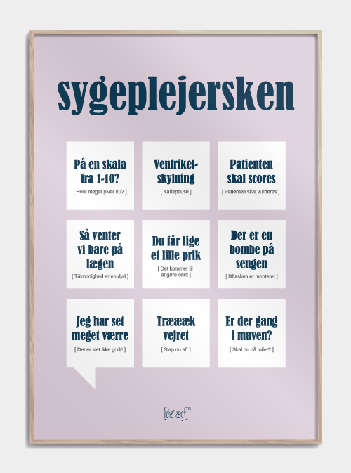 Sygeplejersken plakat med citater 50X70cm. Lyserød - Poster med citater